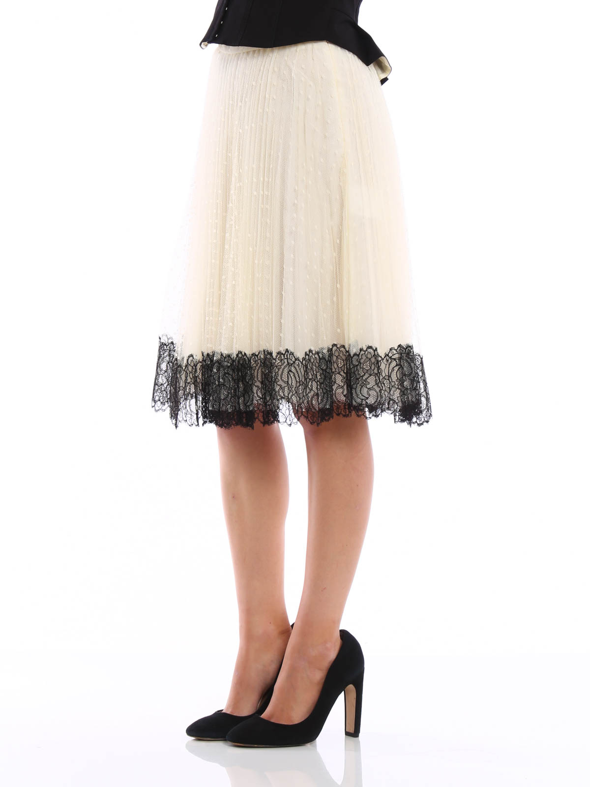 Urban CoCo Womens Lace Knee-Length Pleated Skirt 