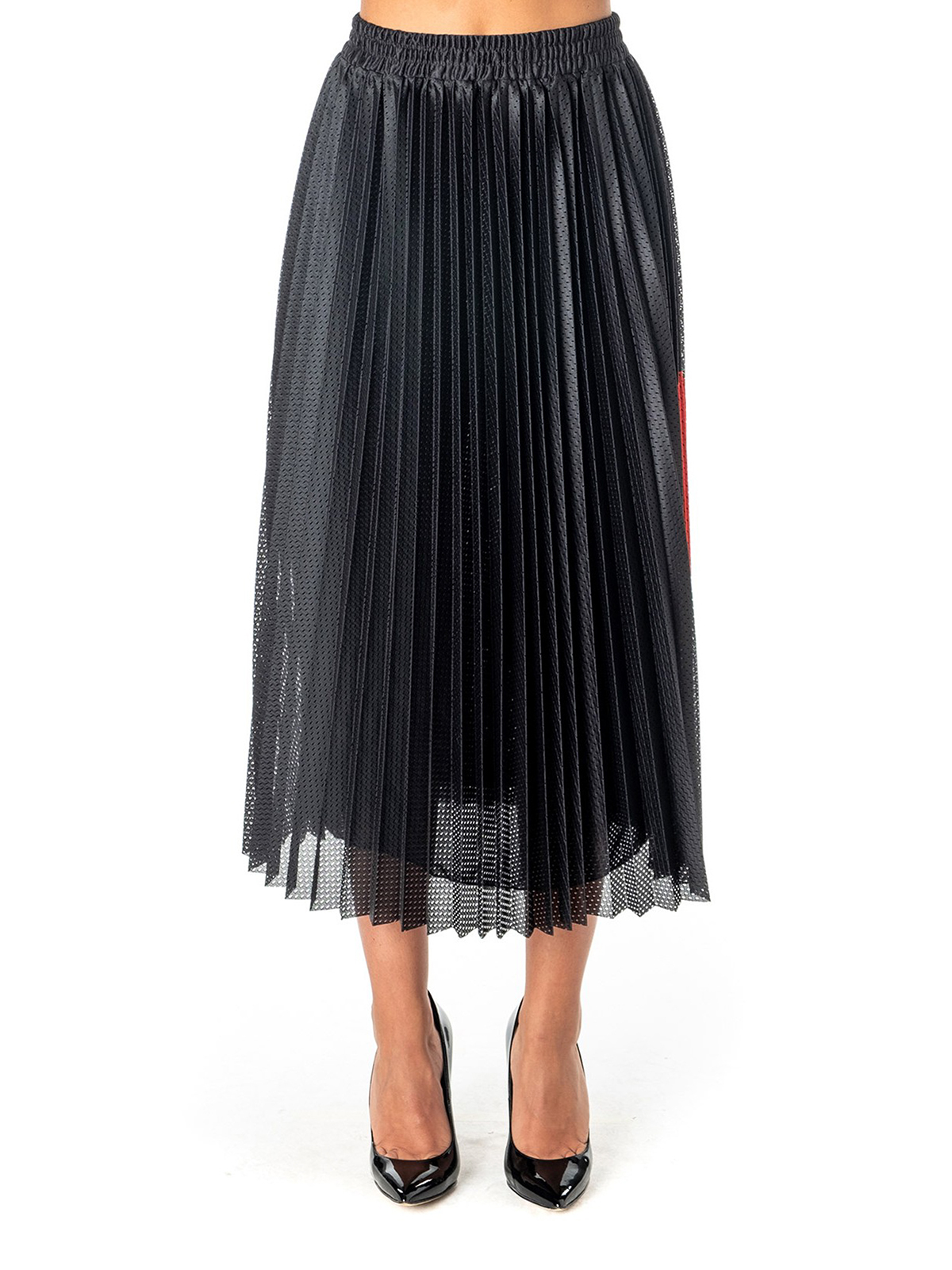 Valentino Red - Pleated mesh-jersey long skirt - Long skirts ...