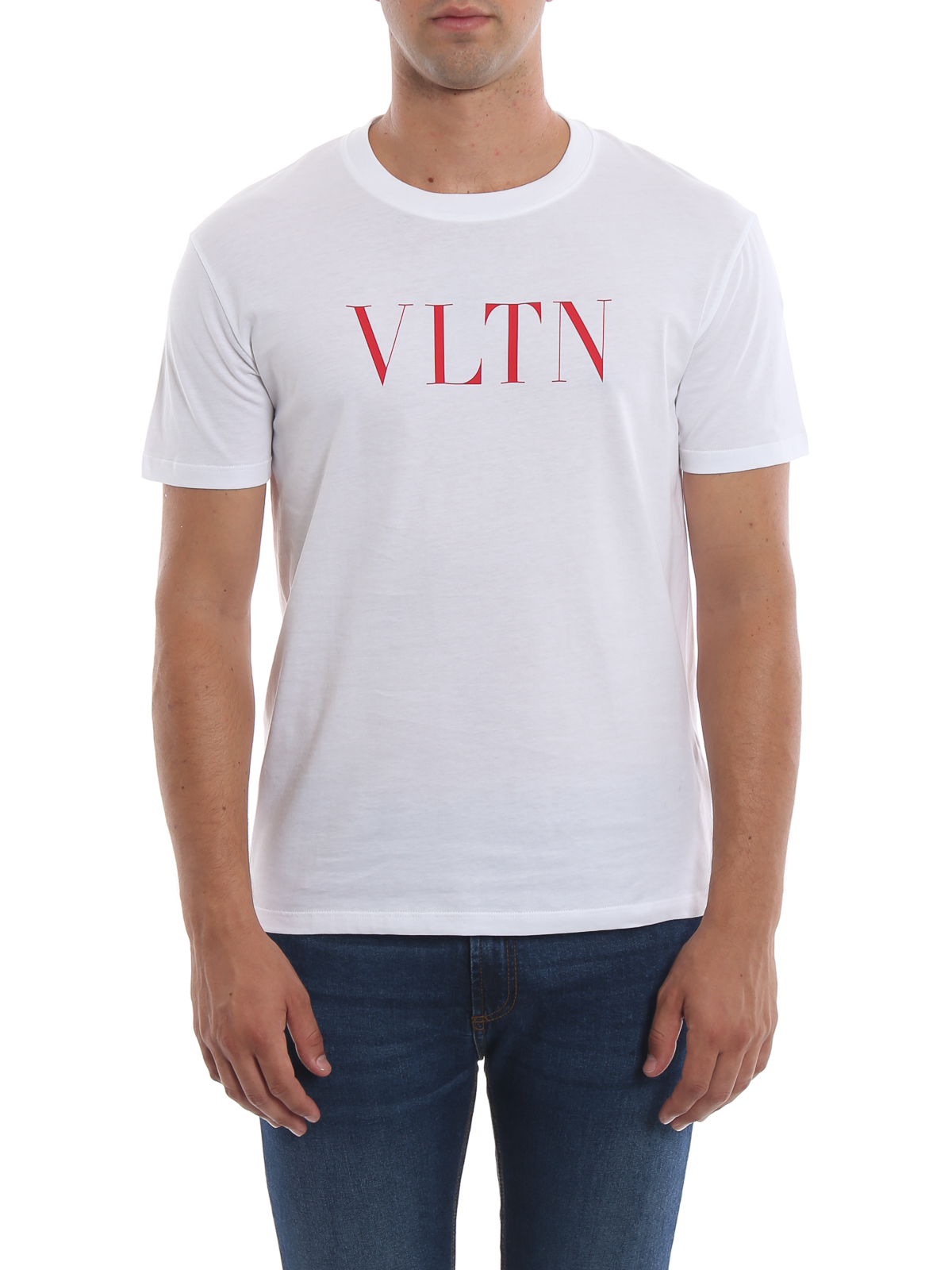 T-shirts Valentino - White cotton T-shirt with red VLTN print 