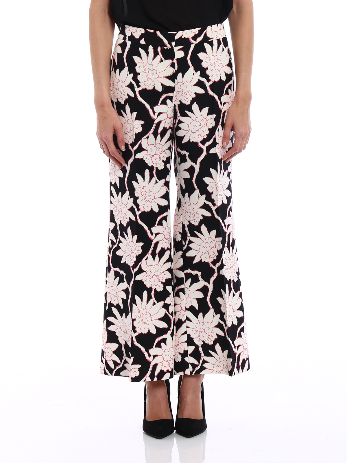 patterned flared trousers