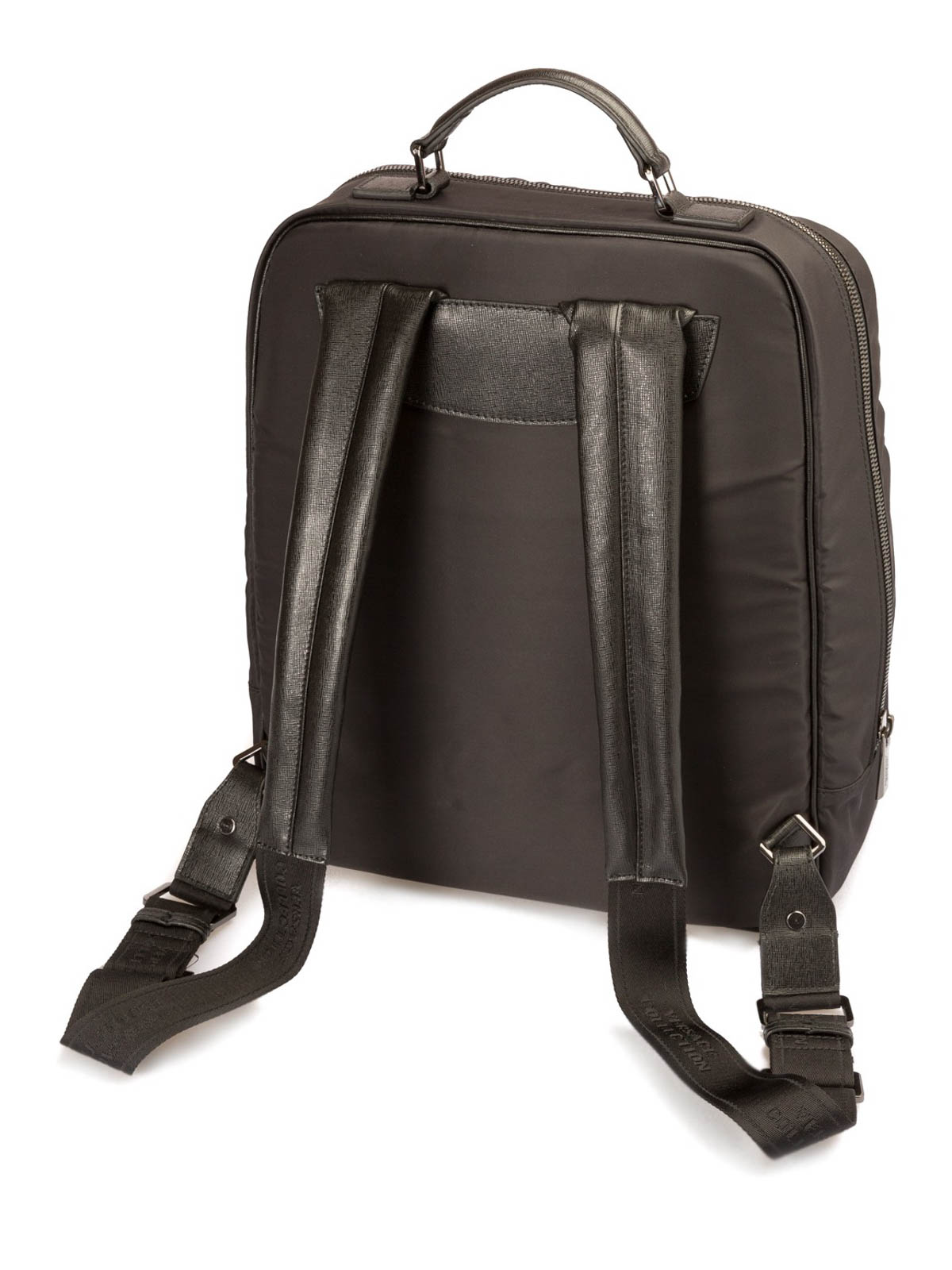 nylon and leather backpack