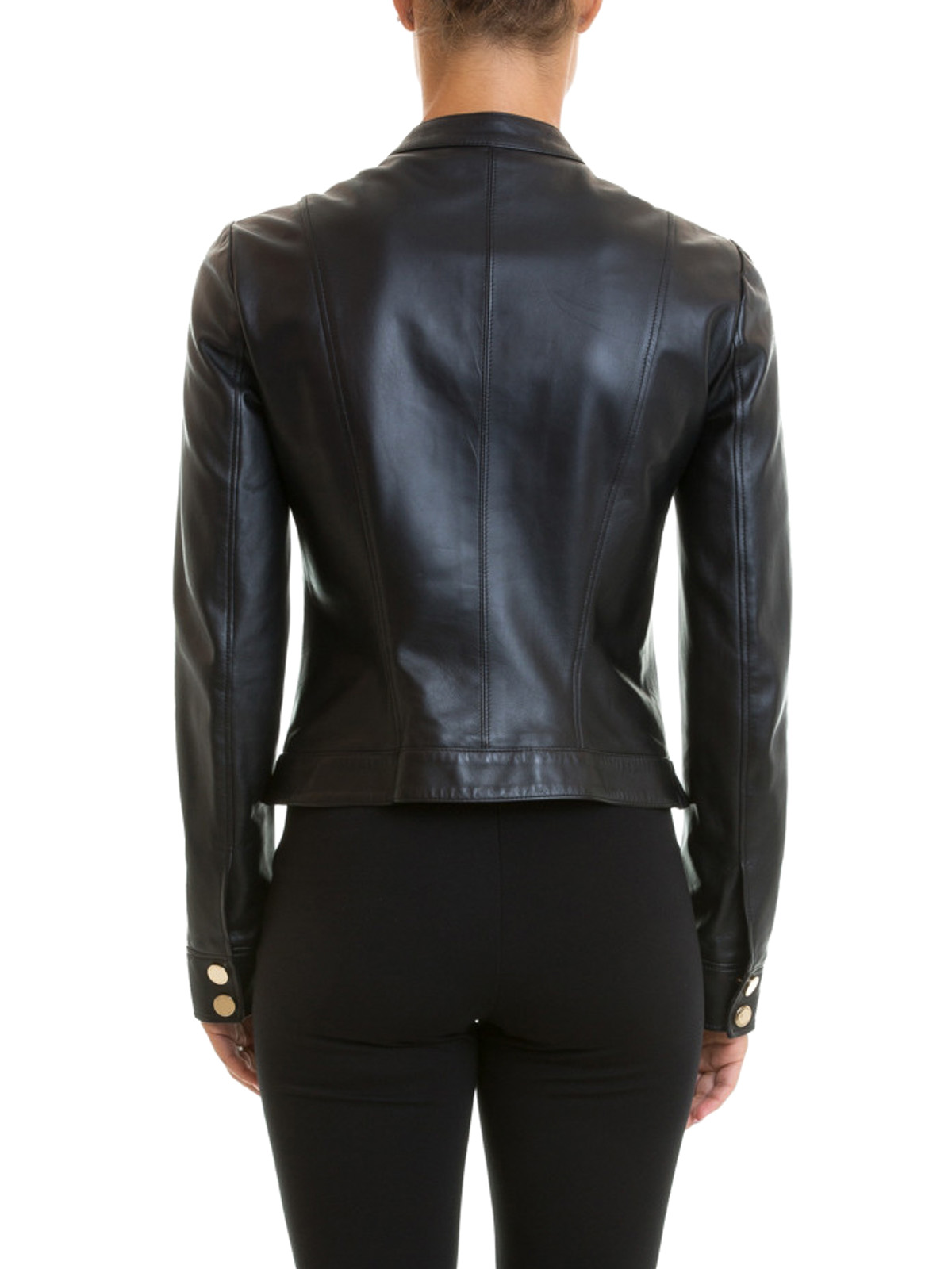 Leather jacket Versace Collection - See-through drilled leather jacket ...