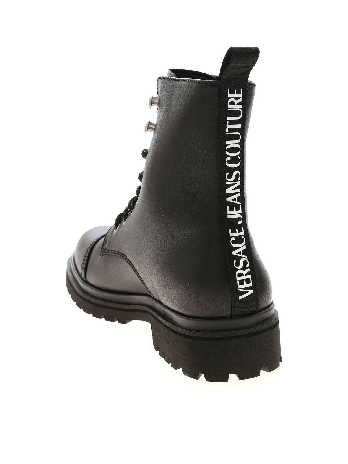 Gelijkenis klauw Zwart Ankle boots Versace Jeans Couture - Logo band combat boots in black -  E0YZAS0671387899