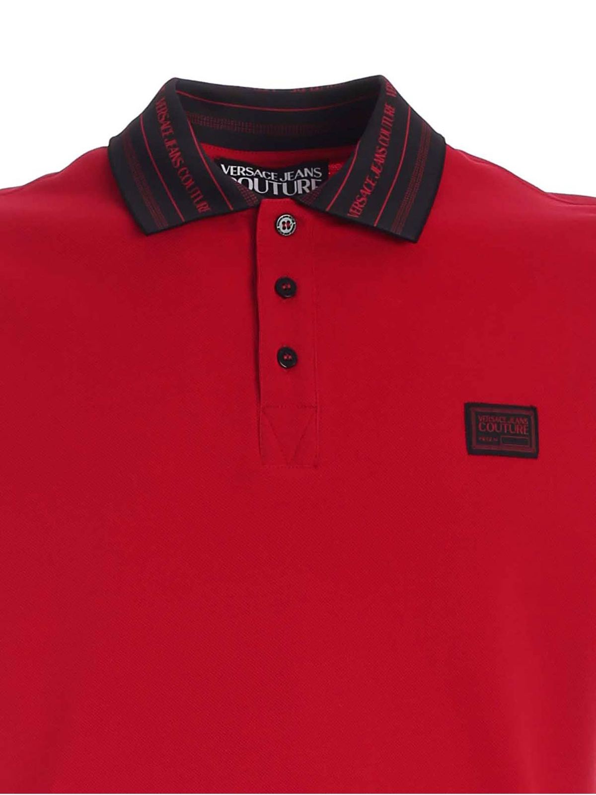 engineering Kan niet Vlieger Polo shirts Versace Jeans Couture - Lettering logo detail polo shirt in red  - B3GWA7T136571N48