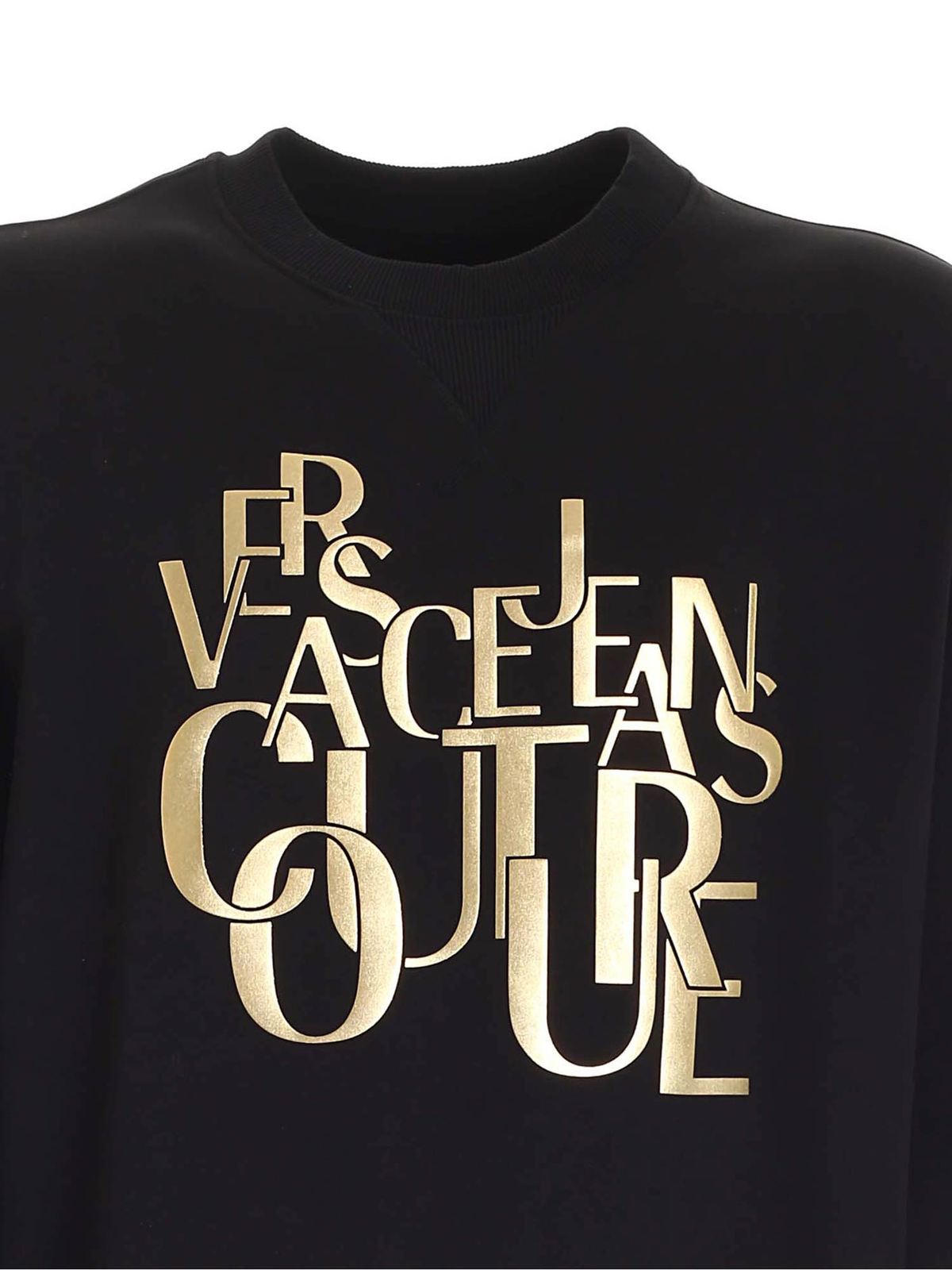 Versace Jeans Couture - Logo lettering print sweatshirt in black ...