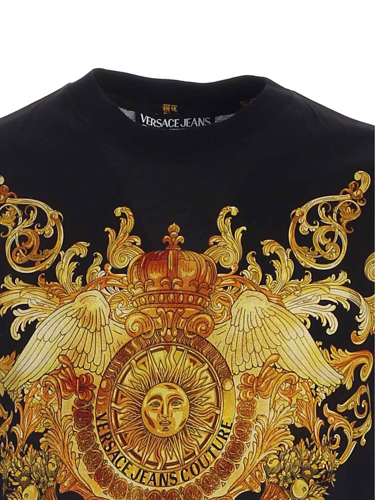 Versace Jeans Couture - Rococo pattern T-shirt in black - t-shirts ...