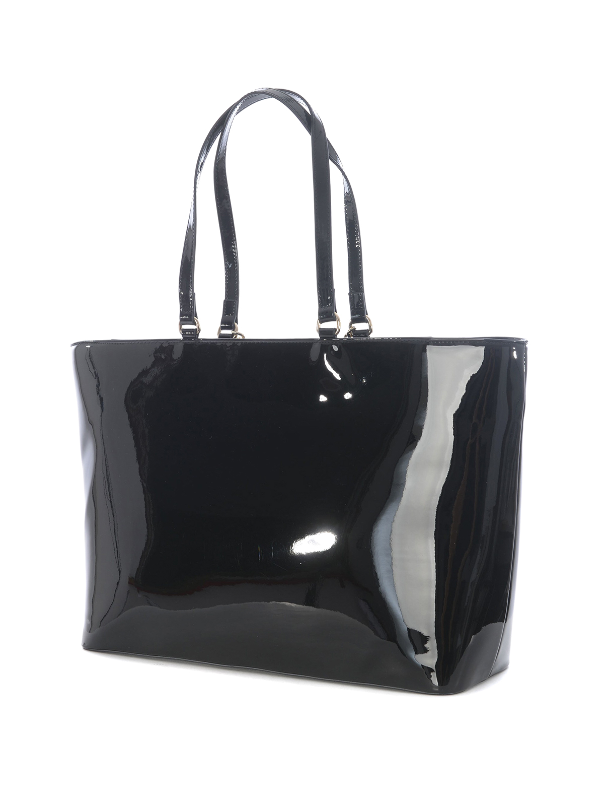 Totes bags Versace Jeans Couture - Logo embossed black vinyl tote bag ...