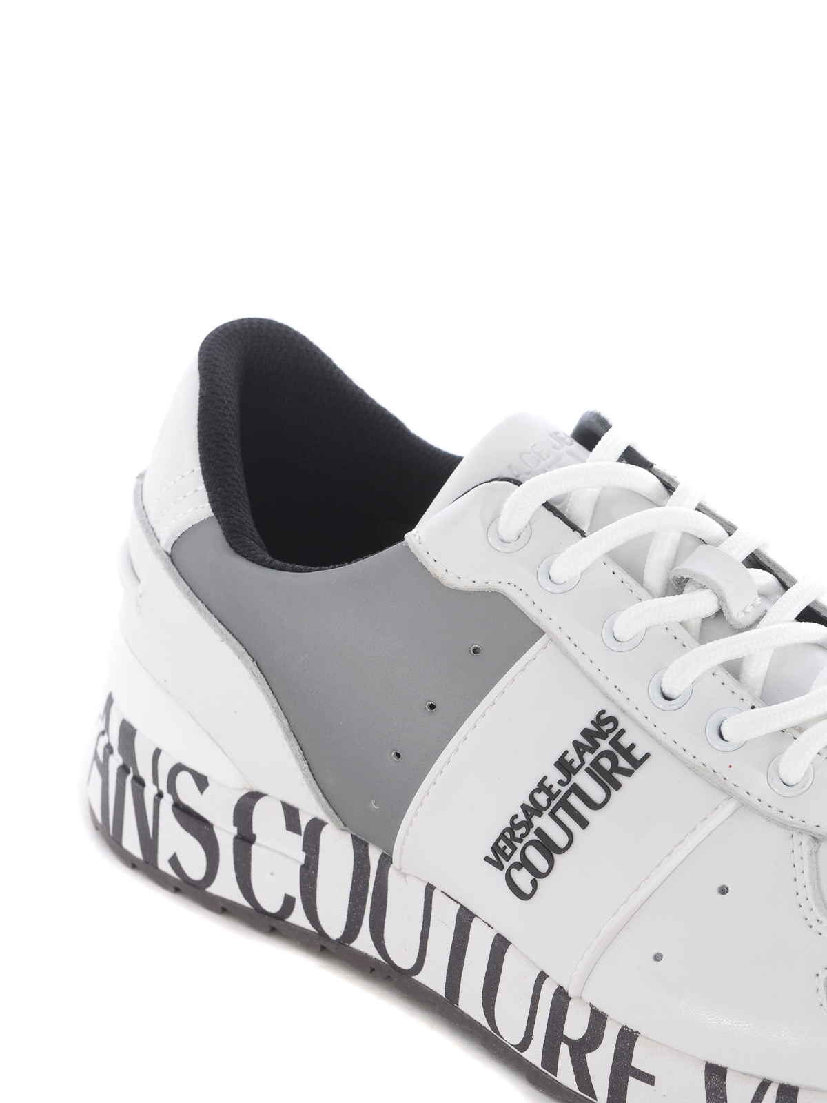 Reflective panels leather sneakers 