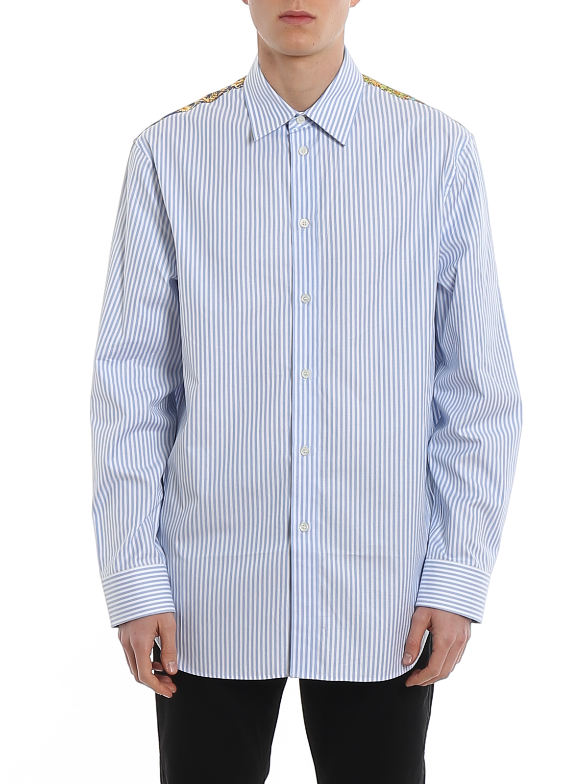 Baroque panelled striped shirt 