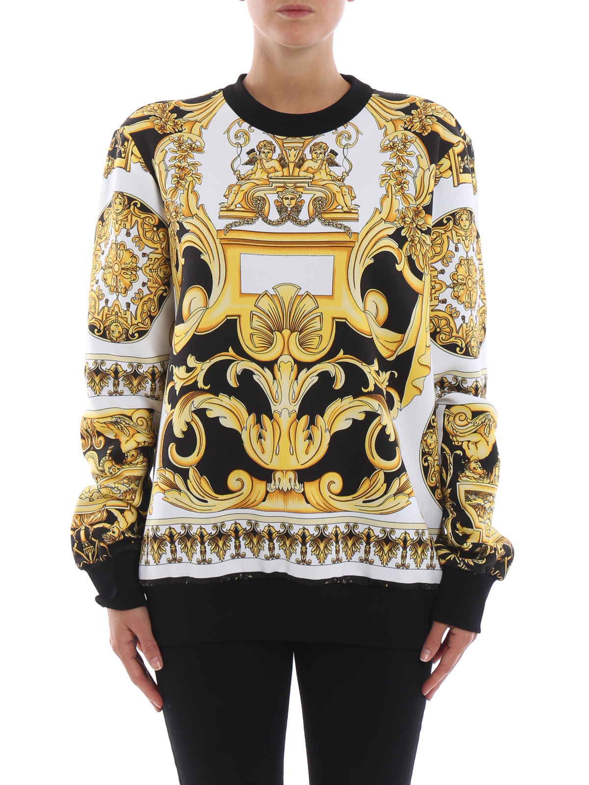 Sweatshirts & Sweaters Versace - Baroque print cotton sweatshirt ...