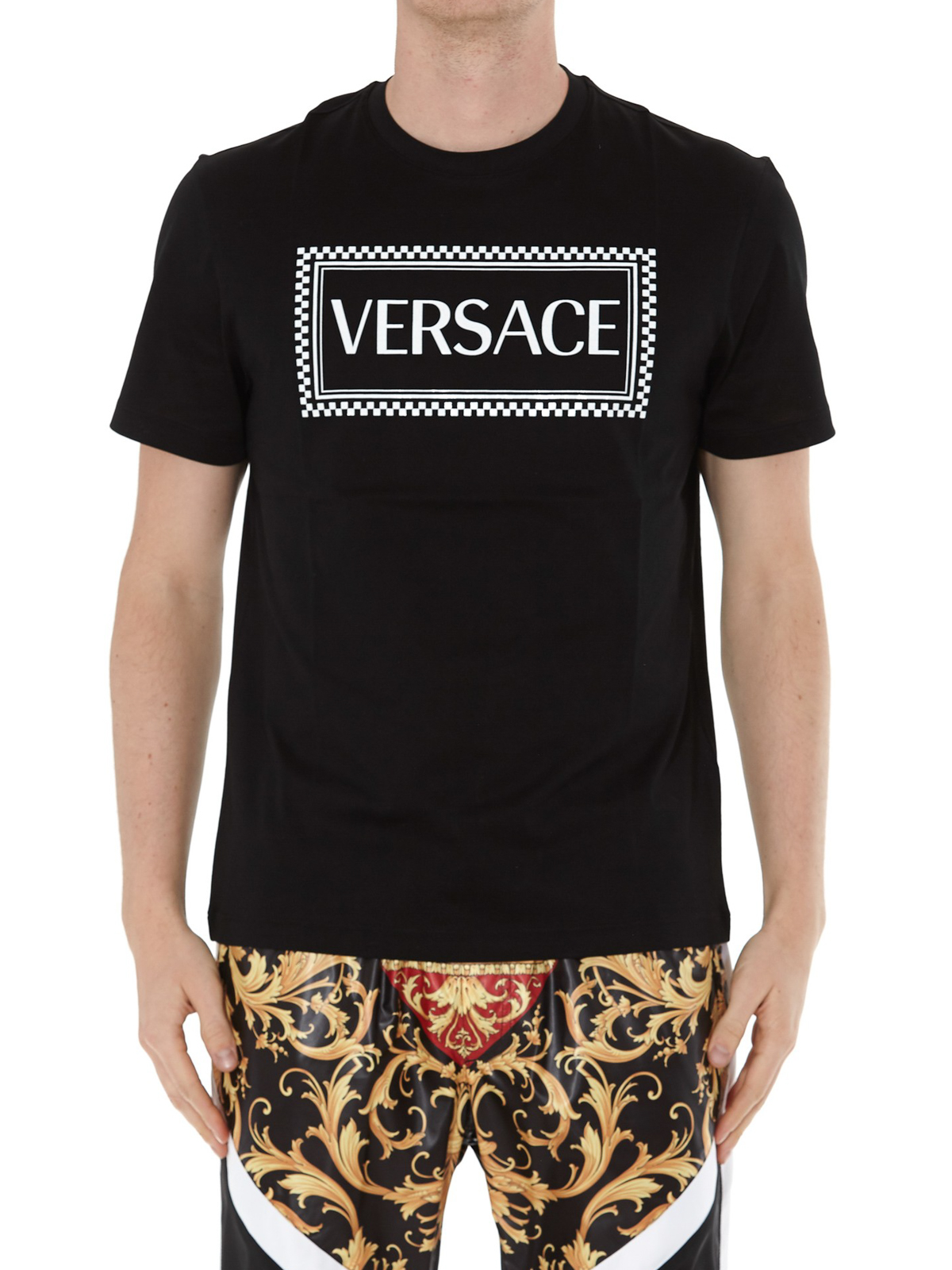 Versace - 90s Vintage logo print cotton T-shirt - t-shirts ...