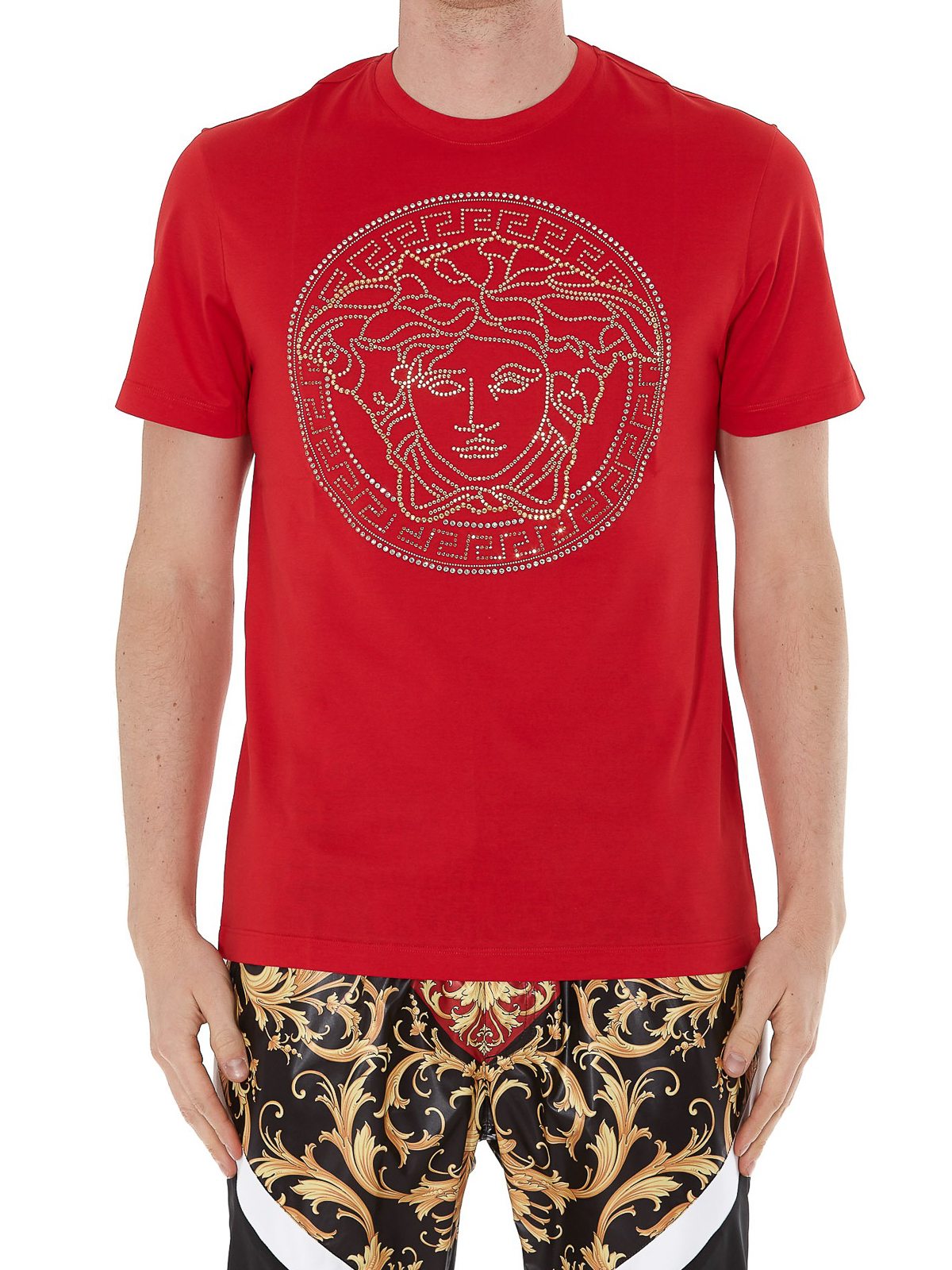 red and gold versace shirt