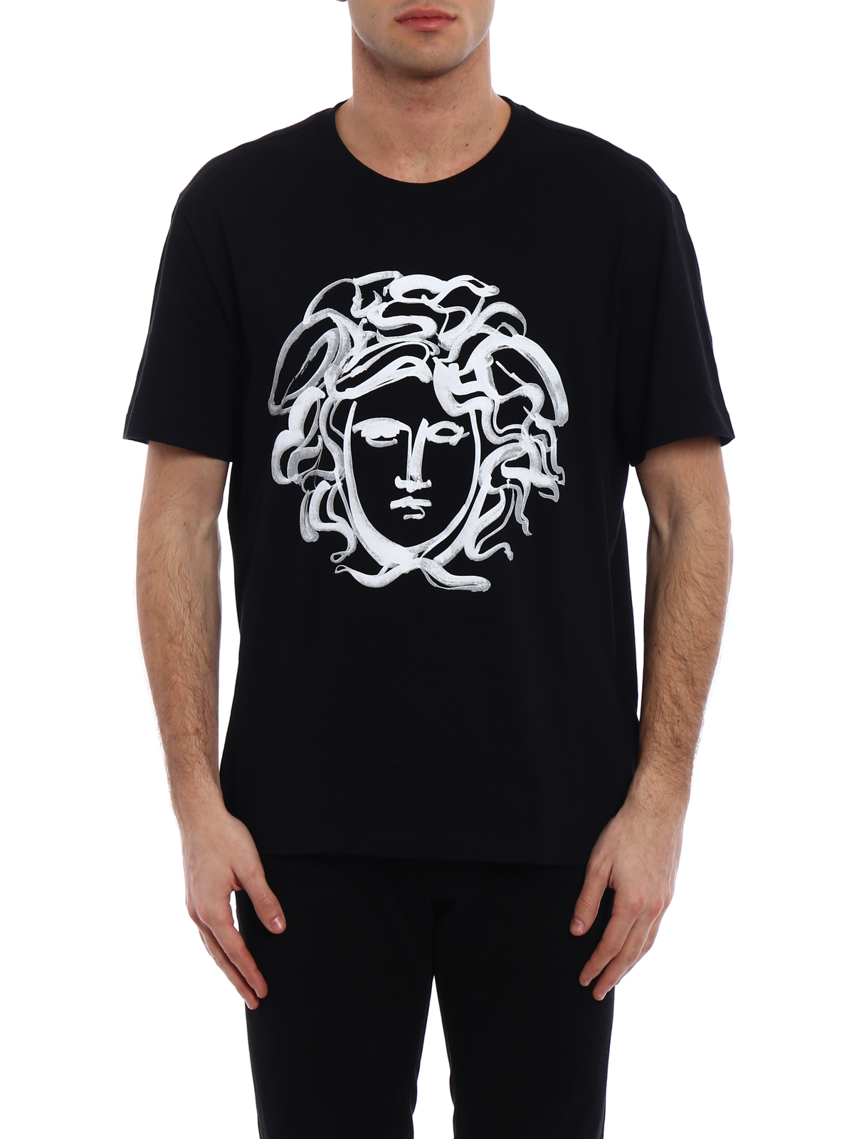 T-shirts Versace - Medusa paint black Tee - A77264A222614A99C 