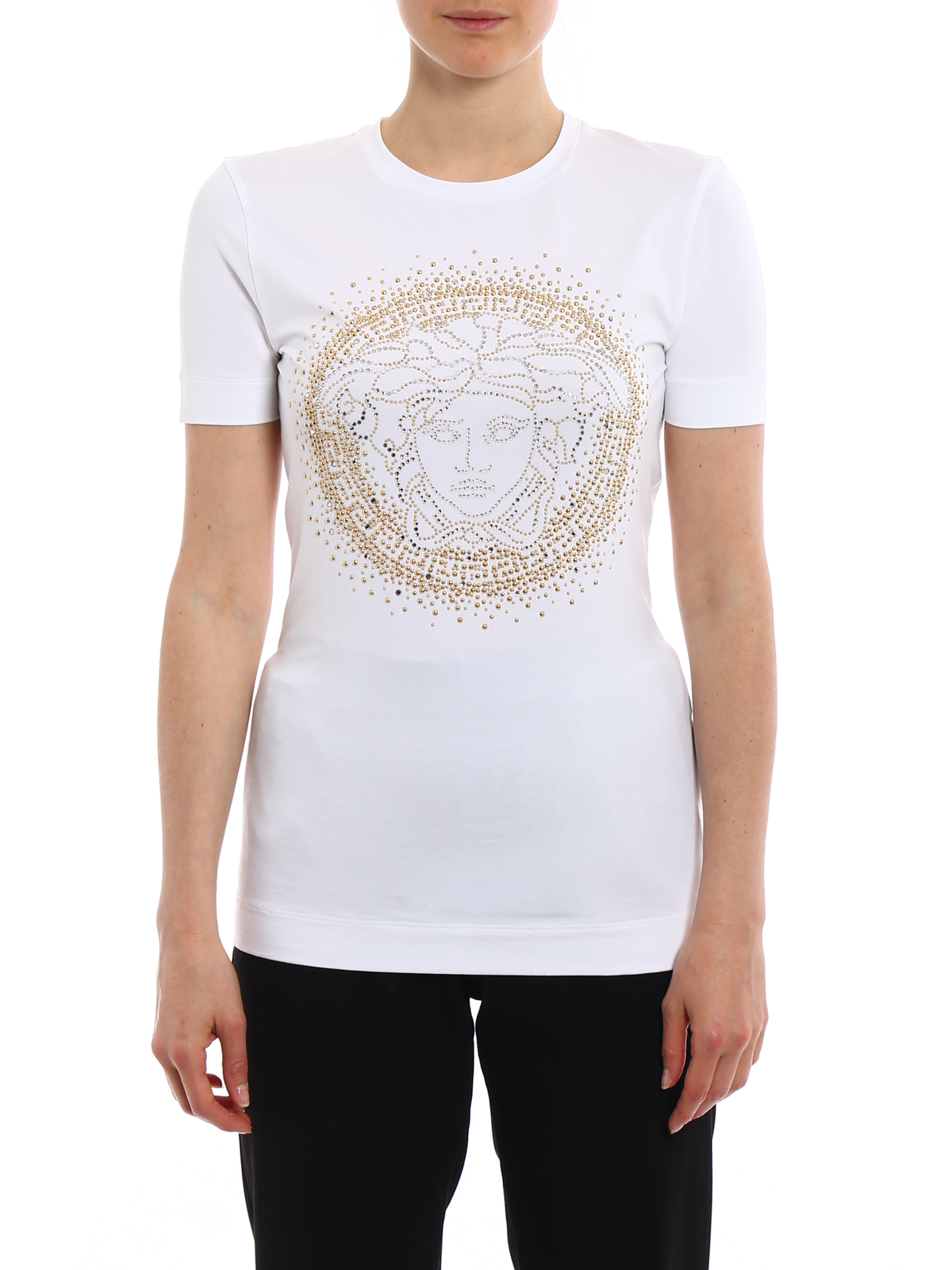 T-shirts Versace - Rhinestone Medusa Head Tee - A79091A213311A1001