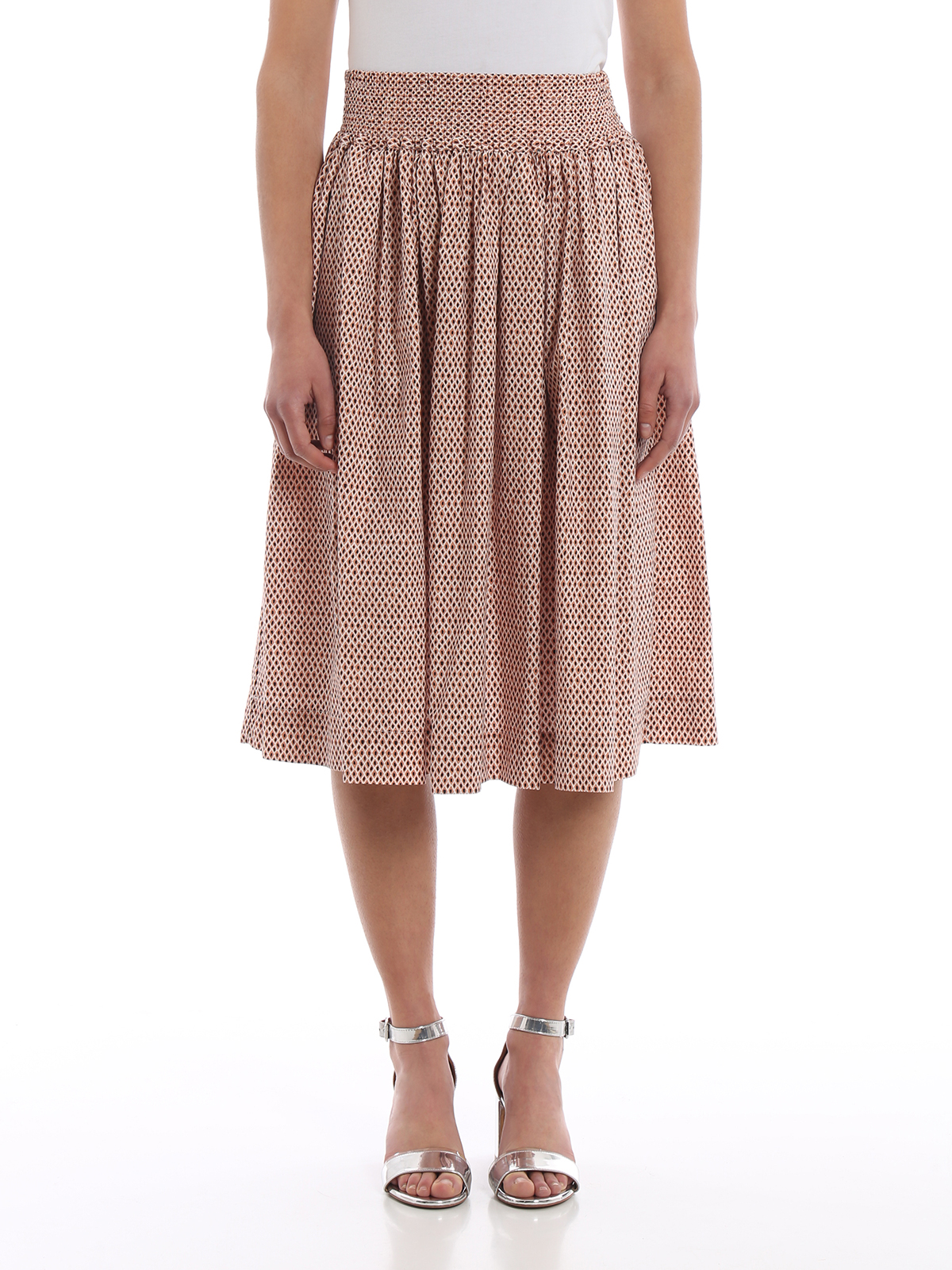 Knee length skirts & Midi Woolrich Diamond print poplin circle skirt