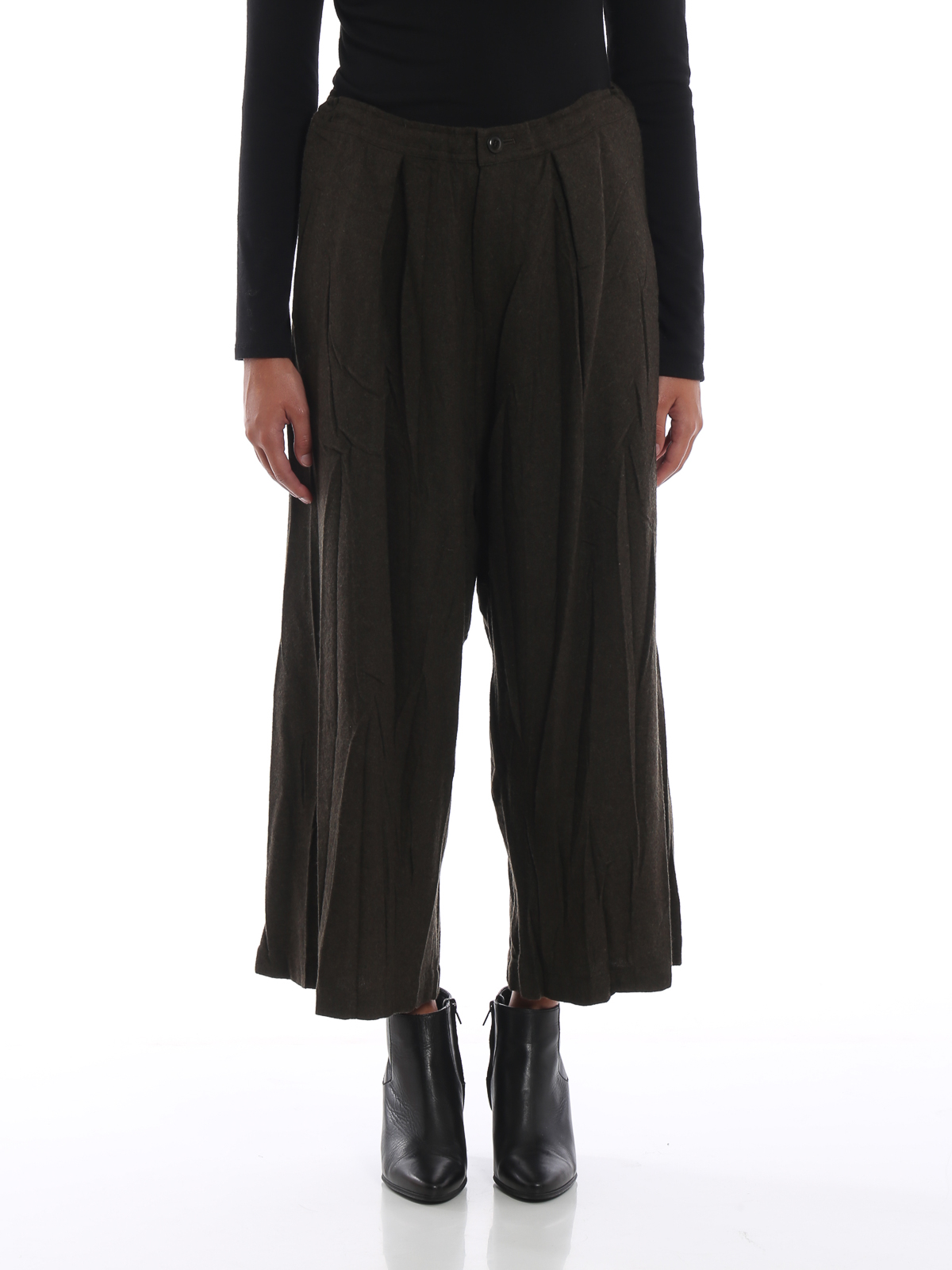 Wool cloth wide leg trousers 