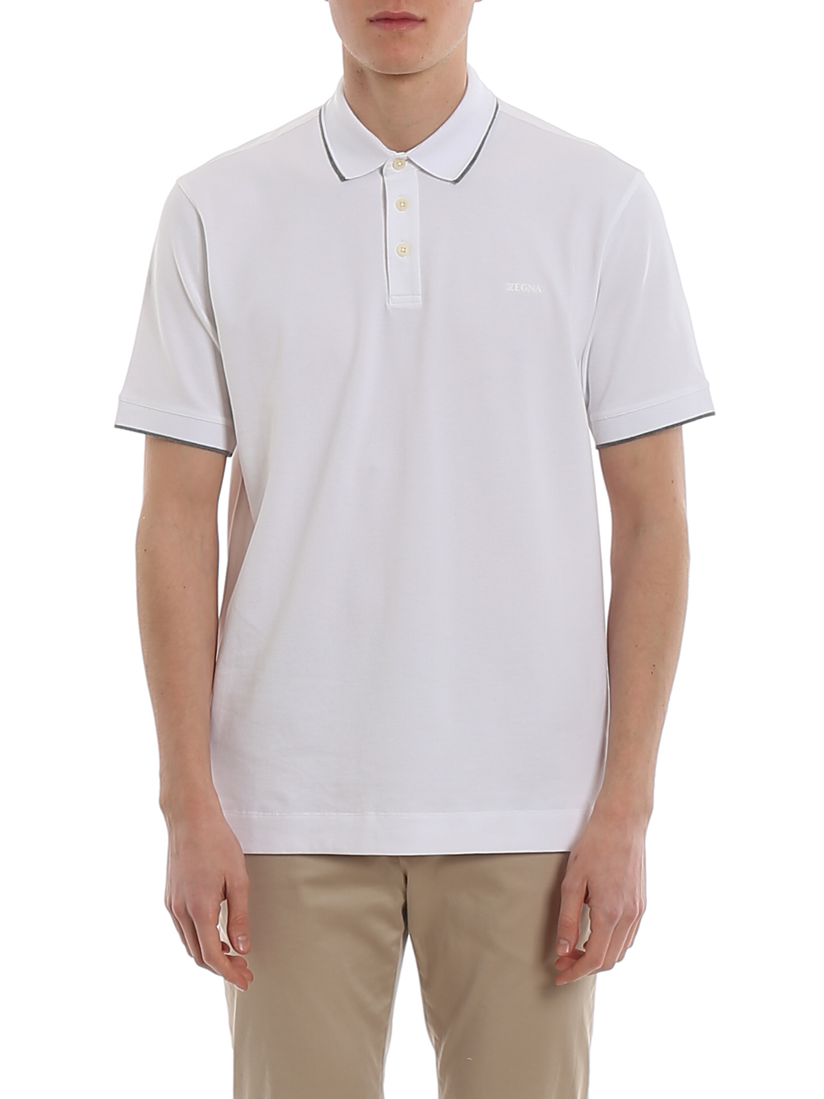 Z Zegna - Piqué polo with rubberised logo at chest - polo shirts ...