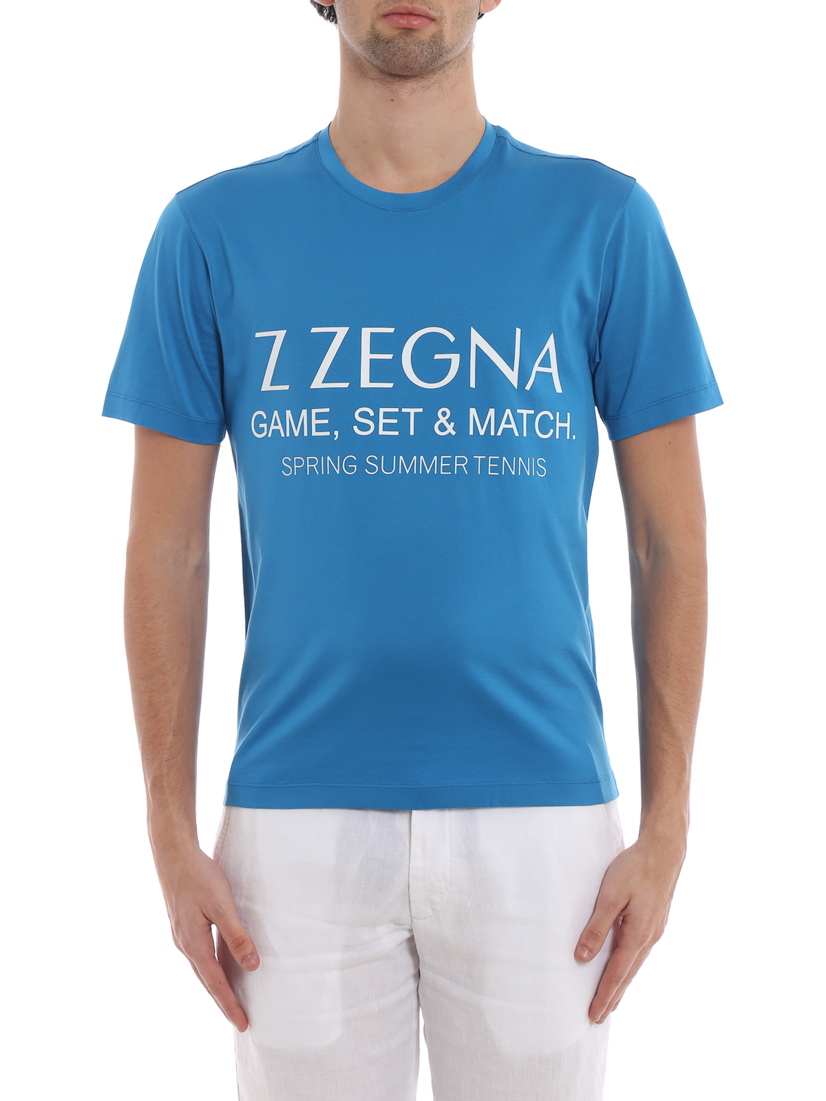 T-shirts Z Zegna - Light blue pure cotton T-shirt - VS372ZZ630U6U1