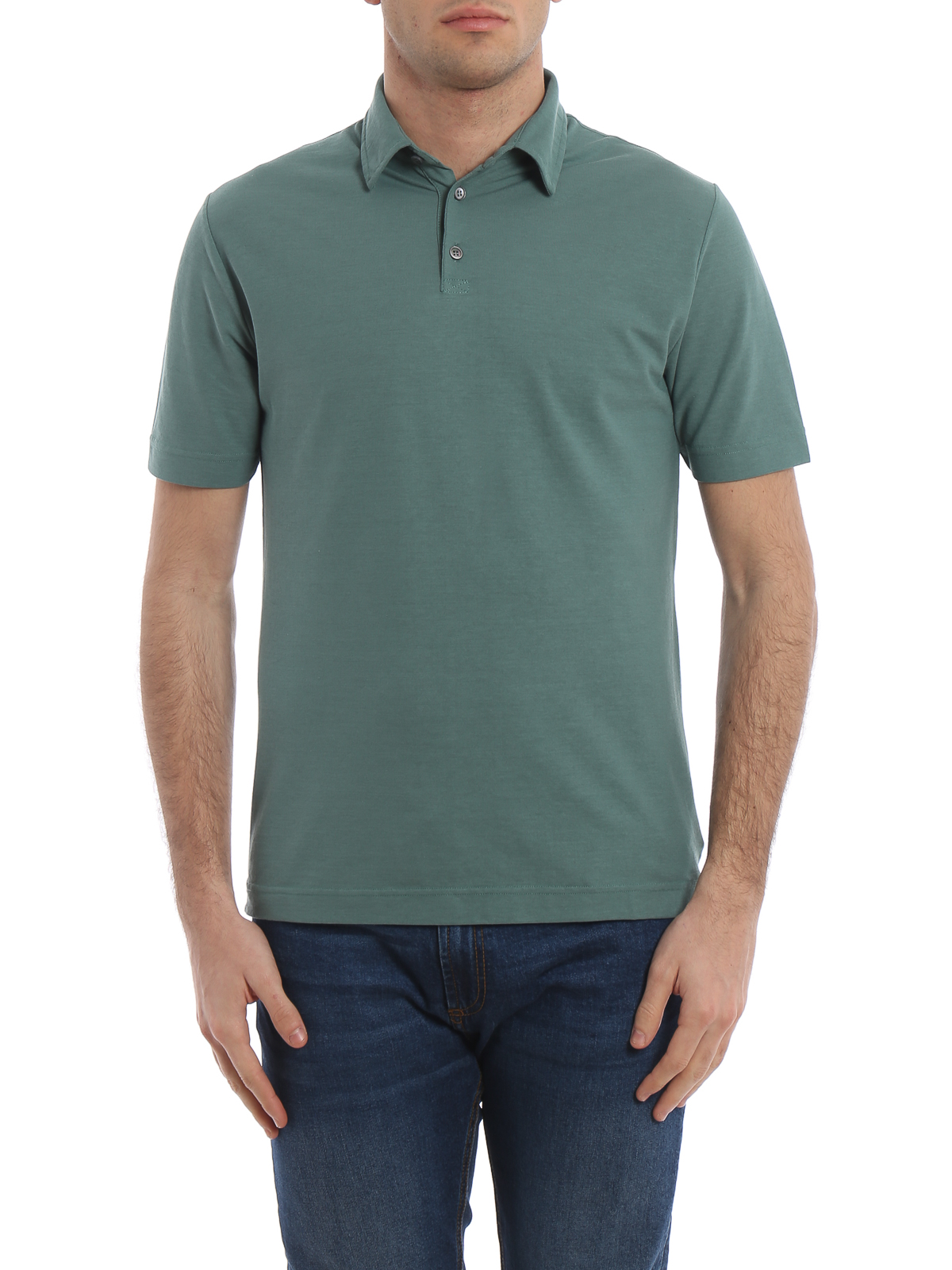 Polo shirts Zanone - Green cotton polo shirt - 811818Z0380Z2680