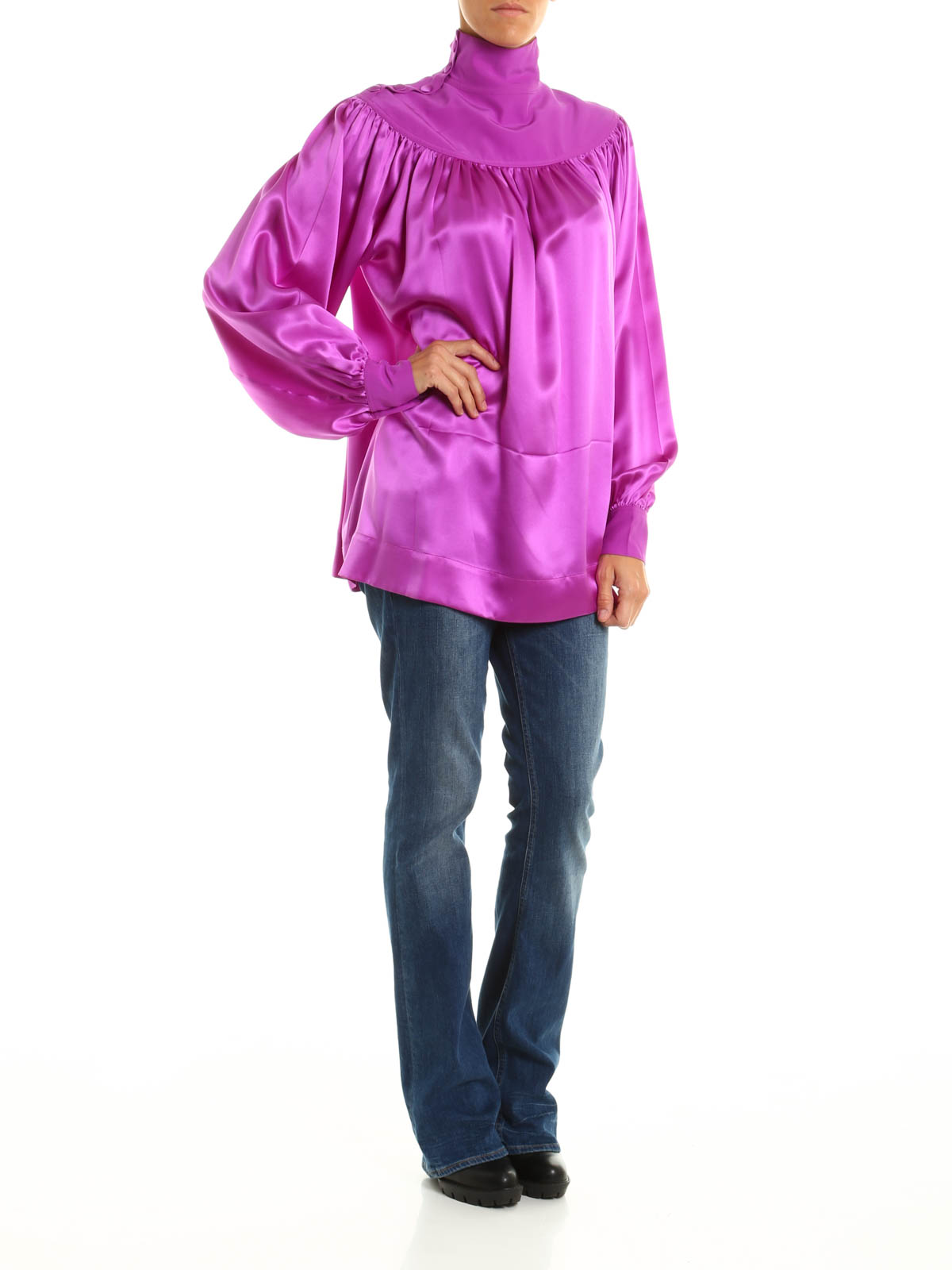 Impalpable silk satin blouse 