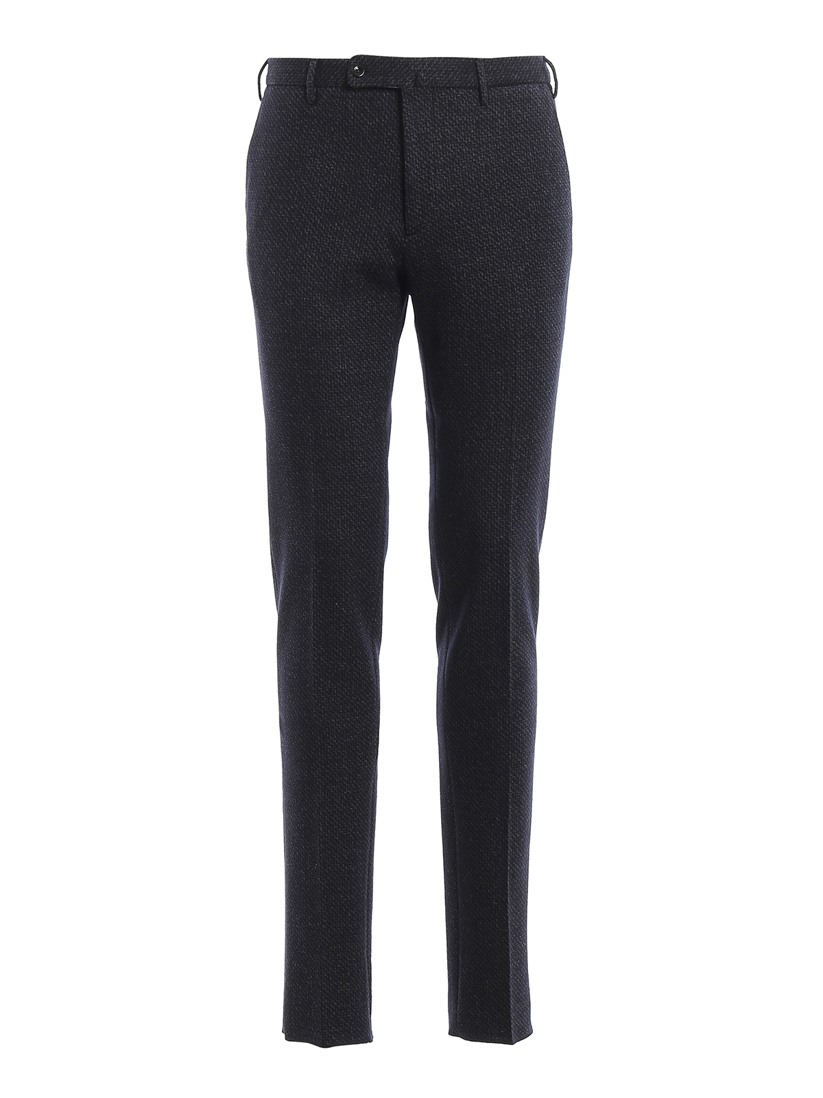 INCOTEX COTTON AND WOOL PATTERNED TROUSERS