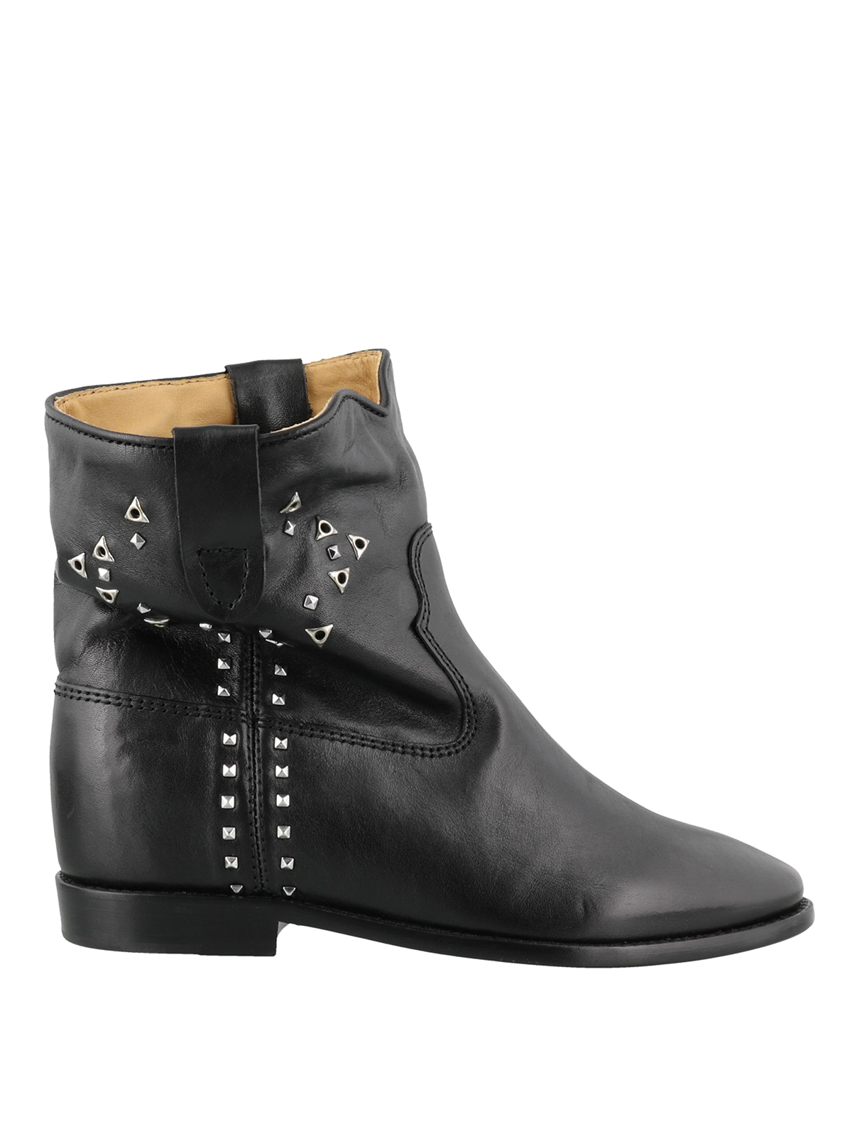studded black leather booties