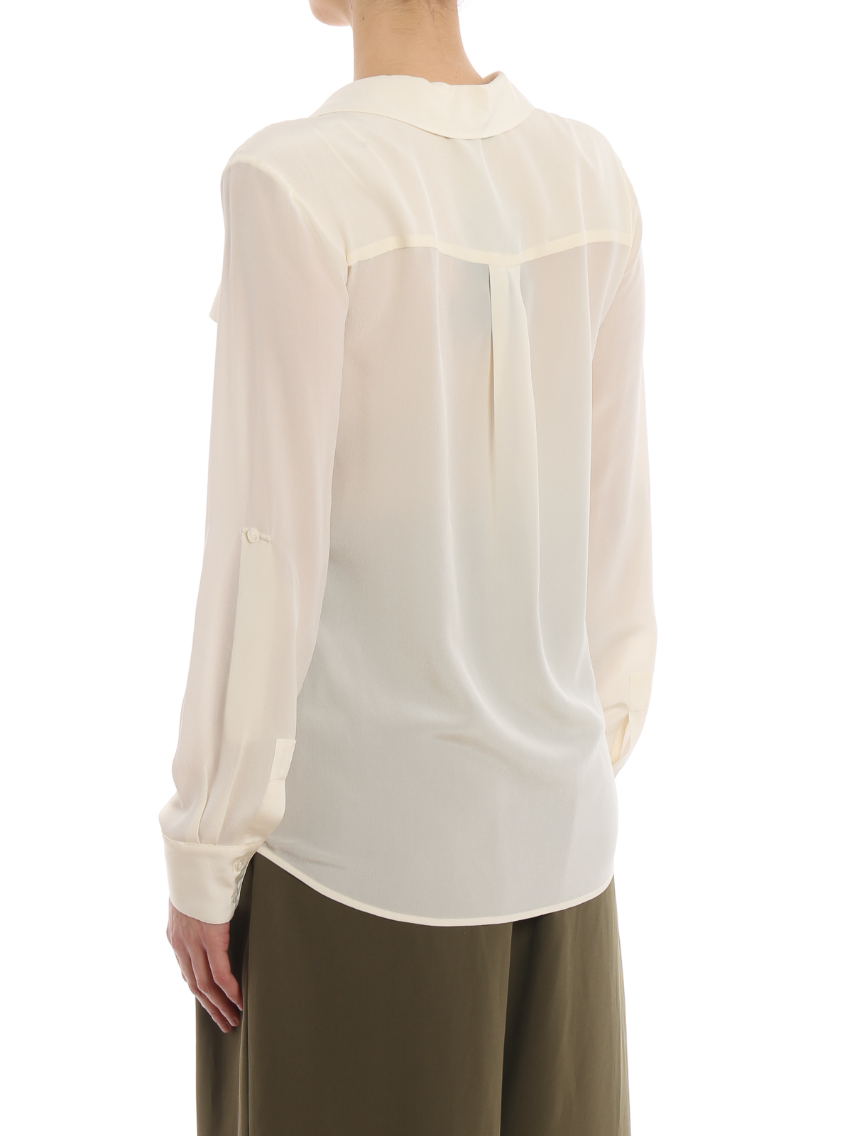 Shirts Twinset - Ivory silk shirt - 191TP214B282 | Shop online at 