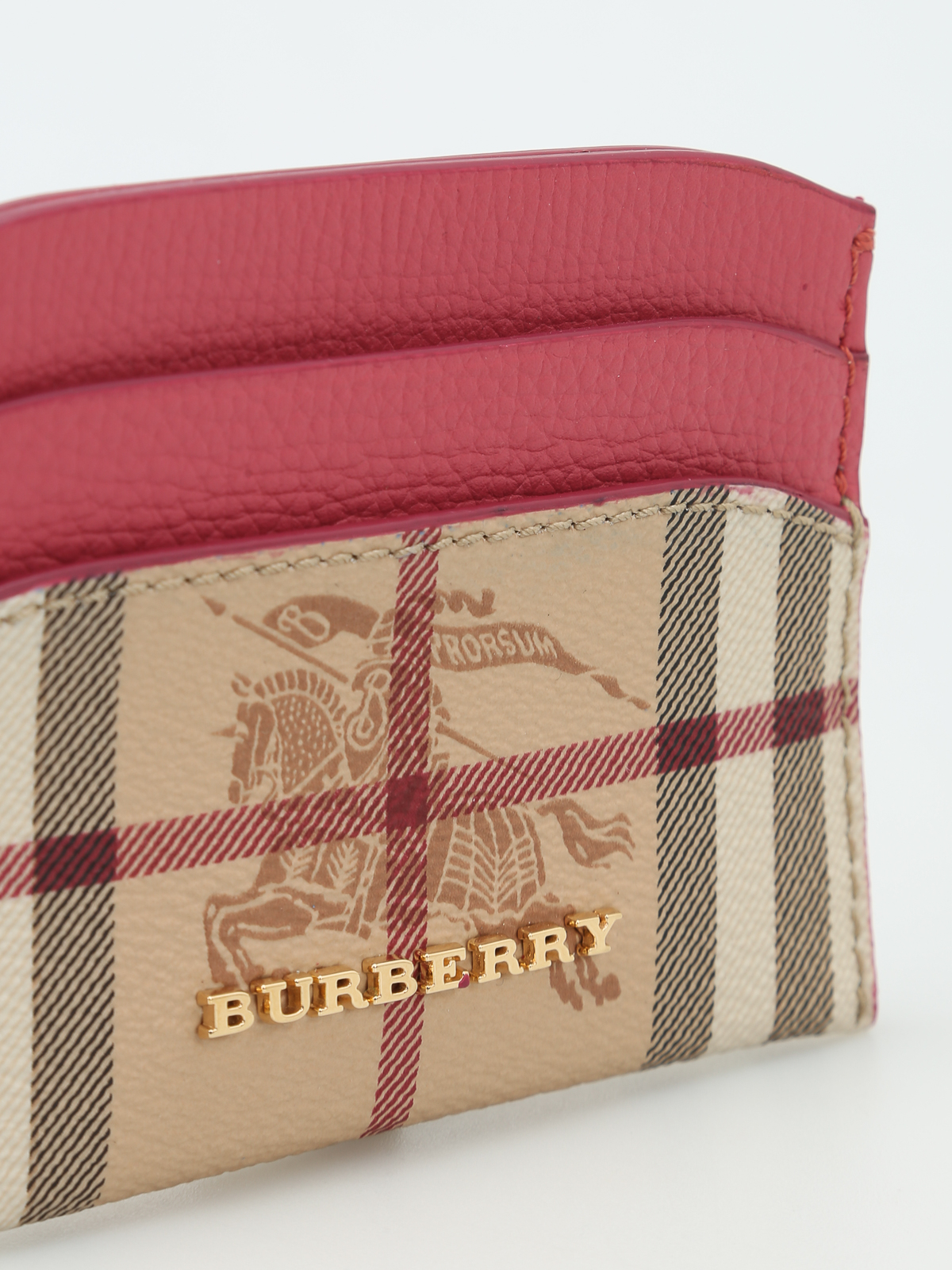 Burberry Black Leather and Check Canvas Izzy Card Holder Burberry