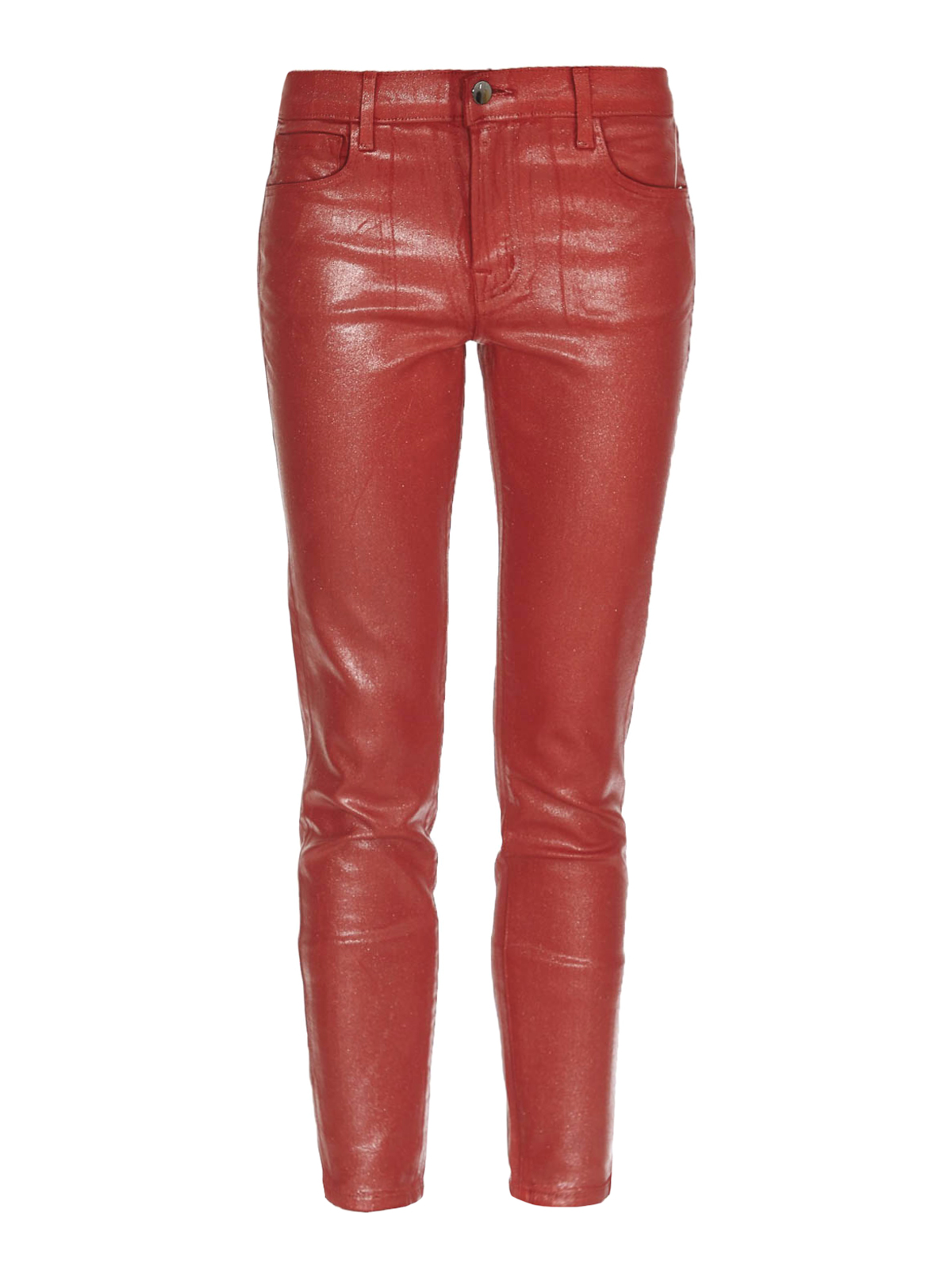 red metallic jeans