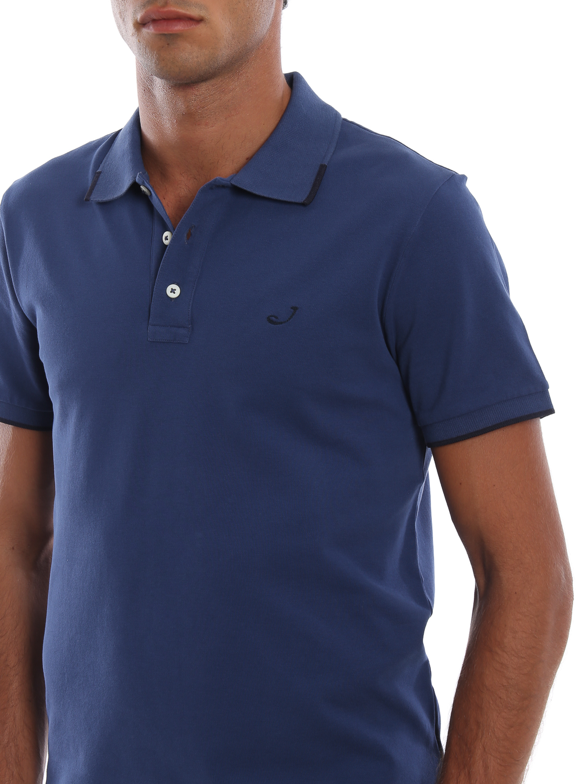 Polo shirts Jacob Cohen - Logo embroidery blue stretch piqué polo ...