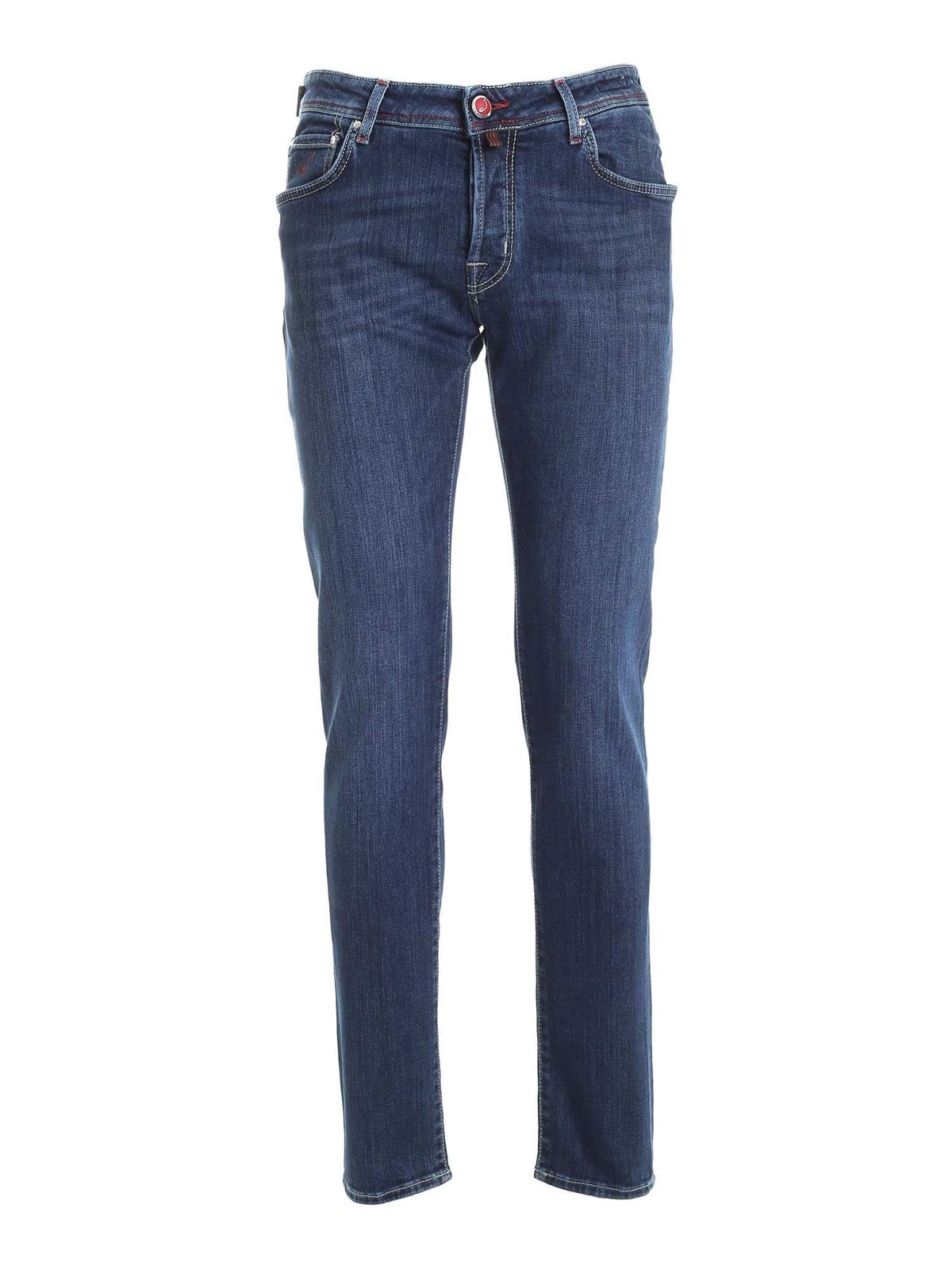 JACOB COHEN JEANS IN BLUE WITH LOGO LABEL