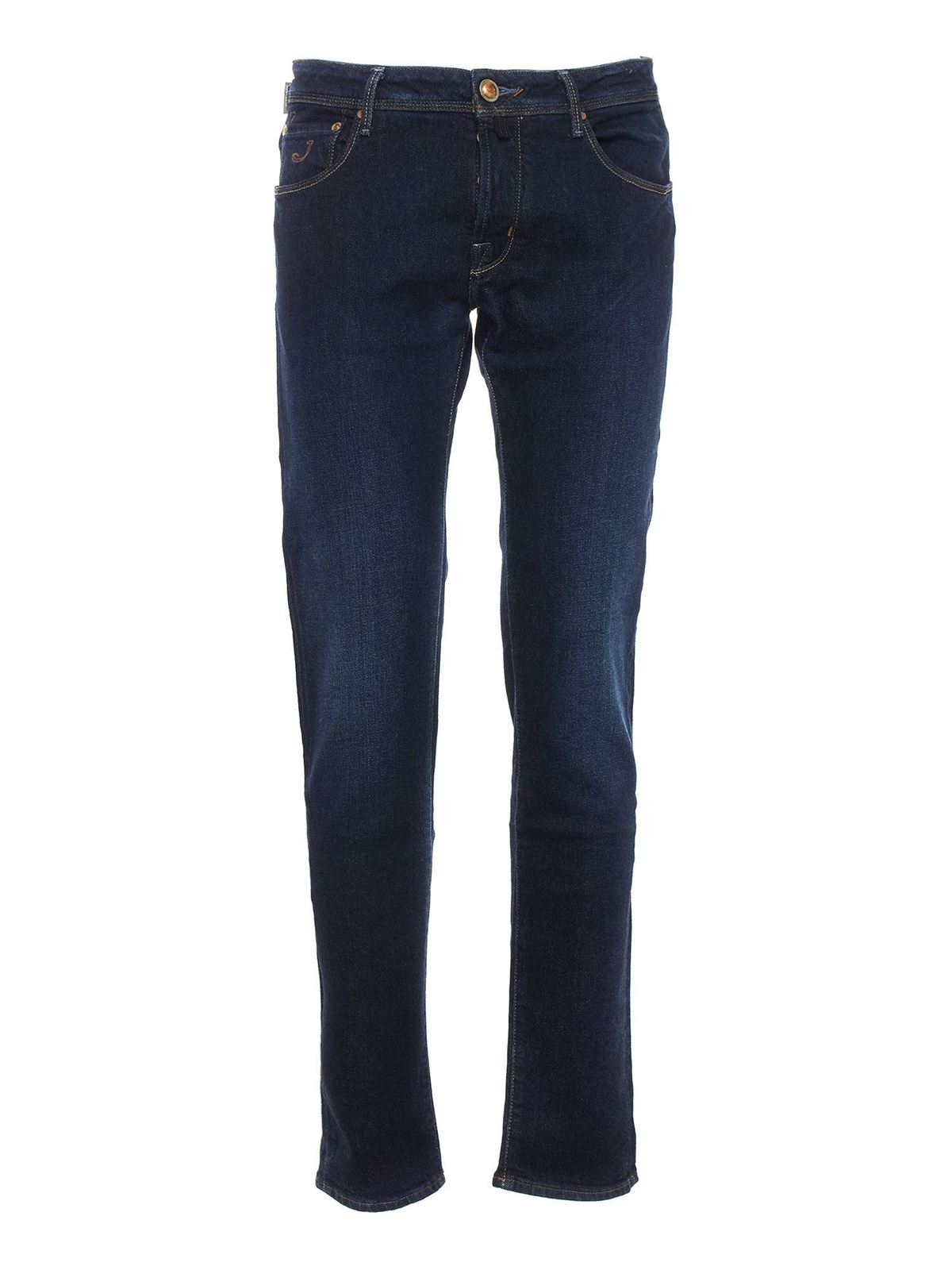 JACOB COHEN LOGO FADED JEANS IN BLUE