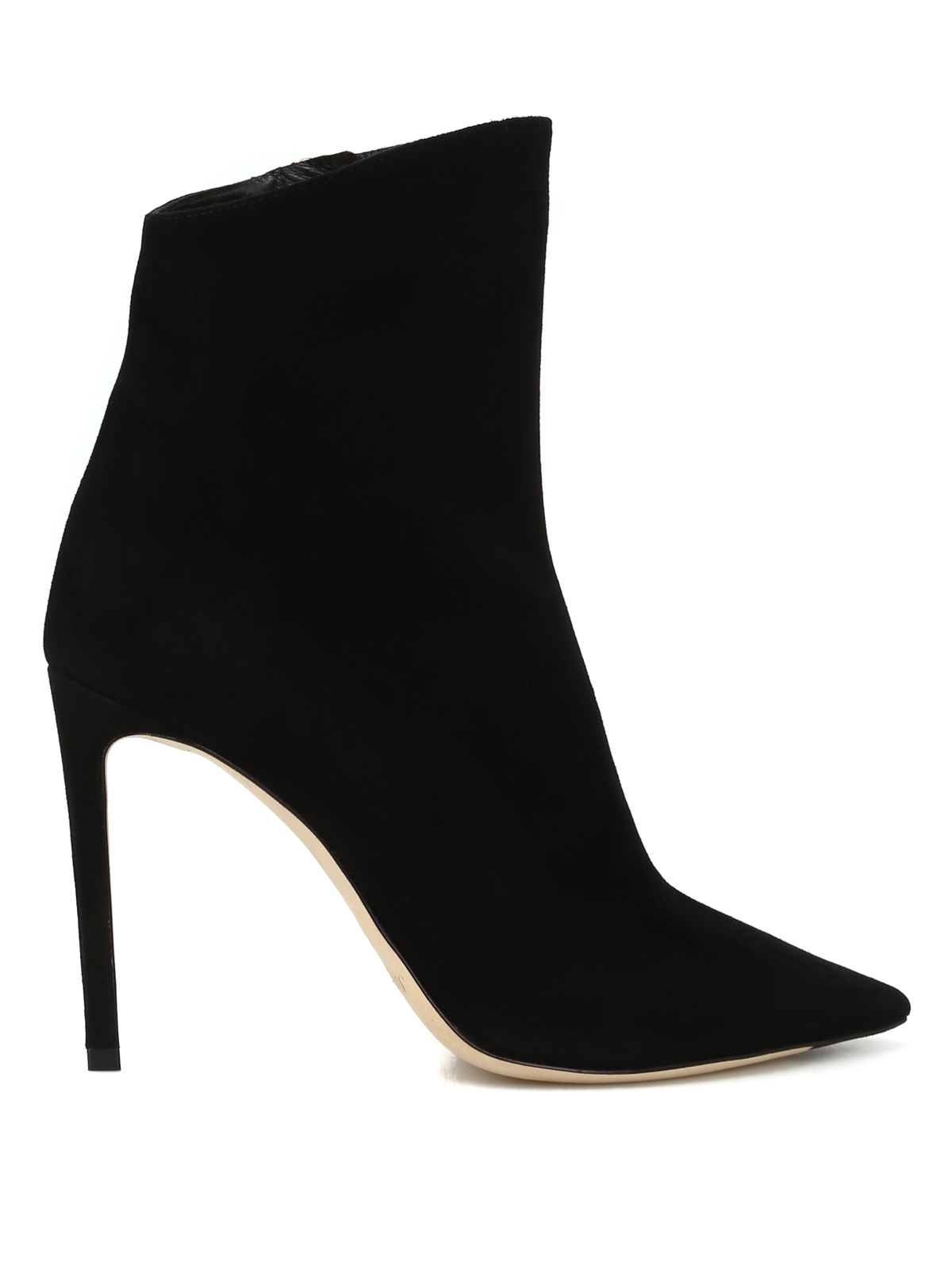 black suede heeled ankle boots
