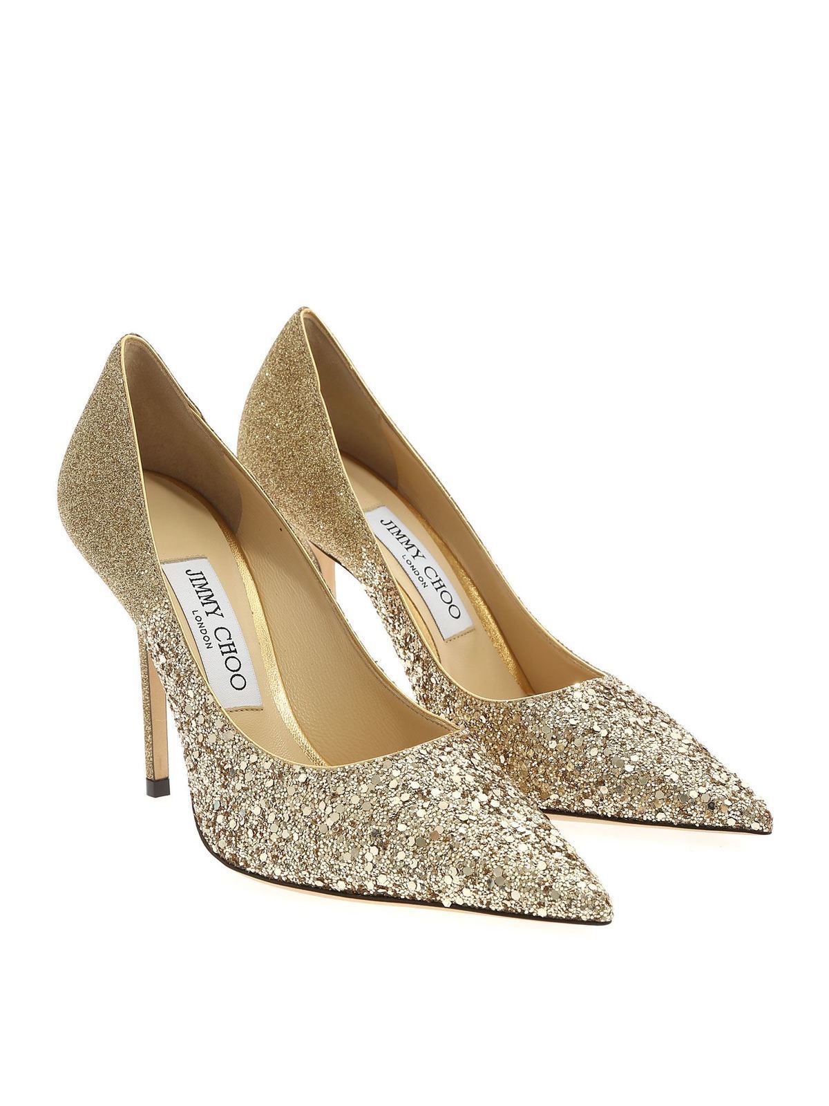 Court shoes Jimmy Love 100 golden glitter pumps -