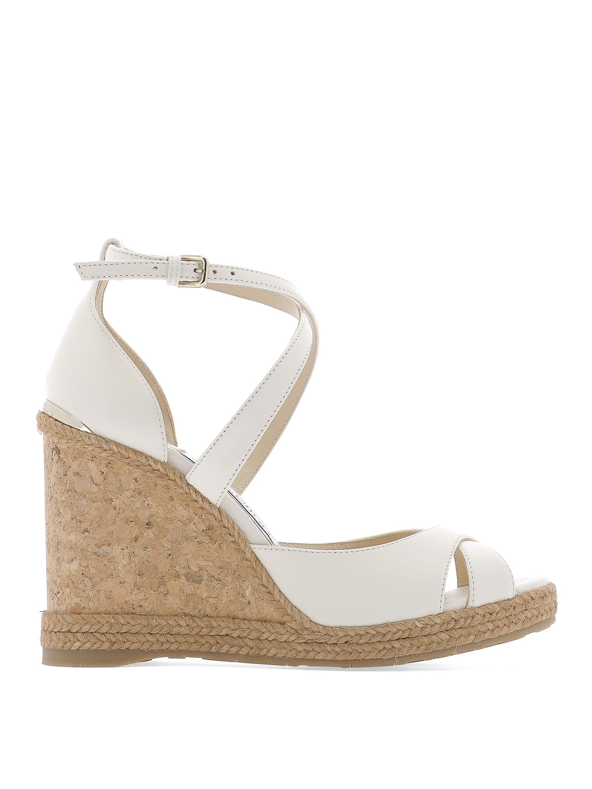 Sandals Jimmy Choo - Alanah 105 white leather wedge sandals ...