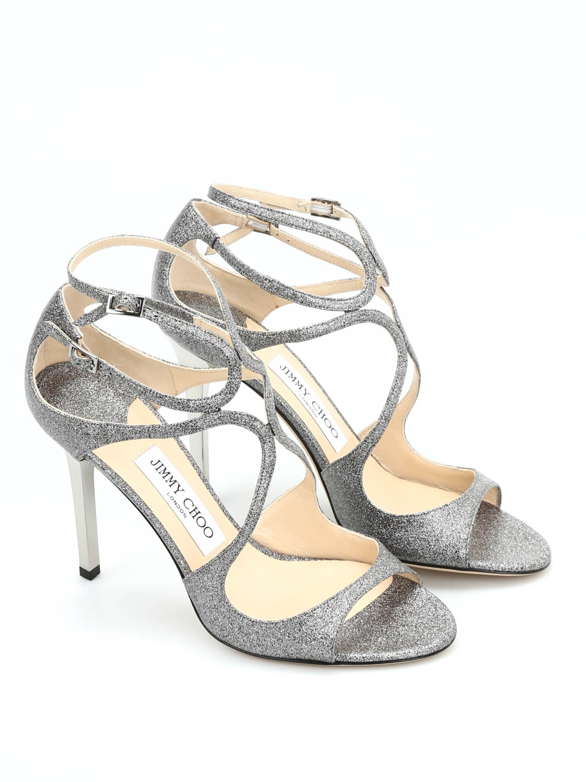 Sandals Jimmy Choo Lang leather strappy sandals LANGTGGSILVER