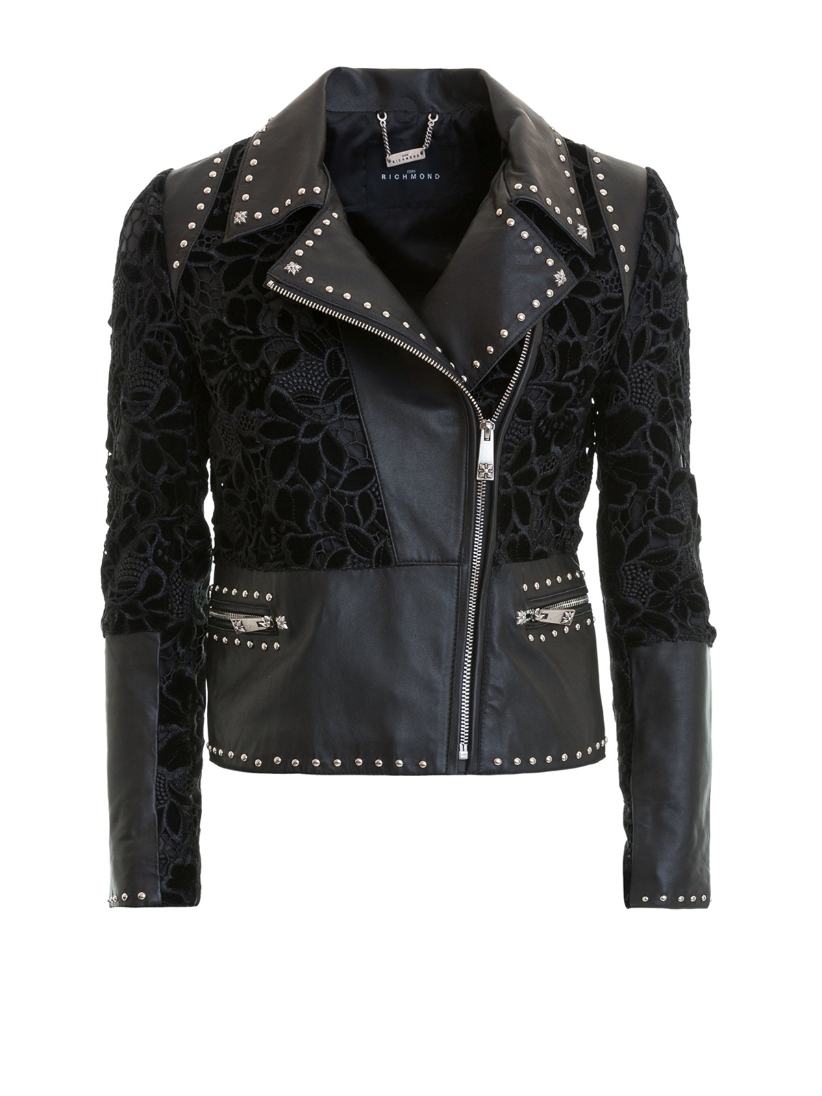 John Richmond - Calf leather and lace biker jacket - biker jackets ...