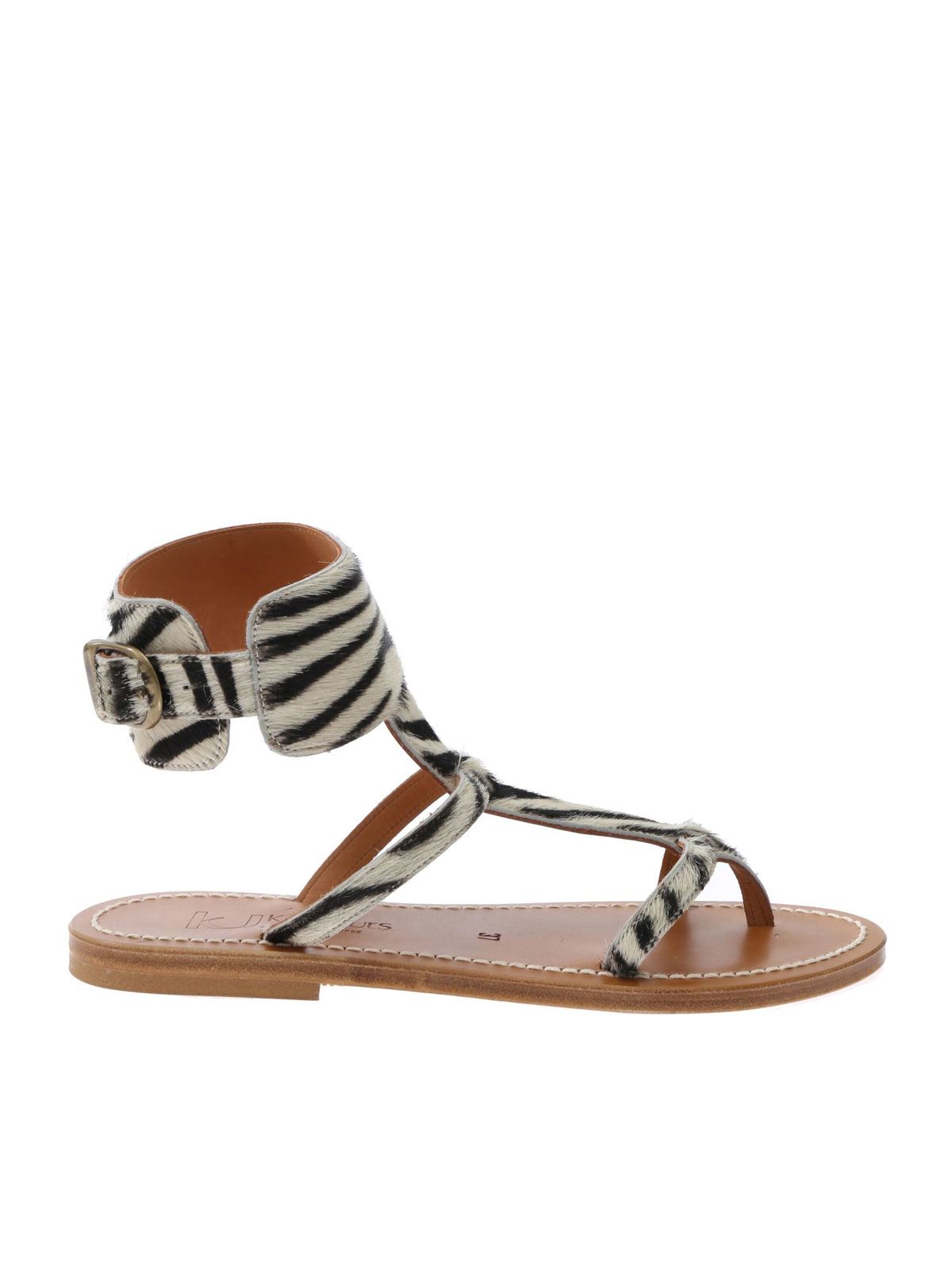 KJACQUES CARAVELLE SANDALS IN STRIPED CALFHAIR