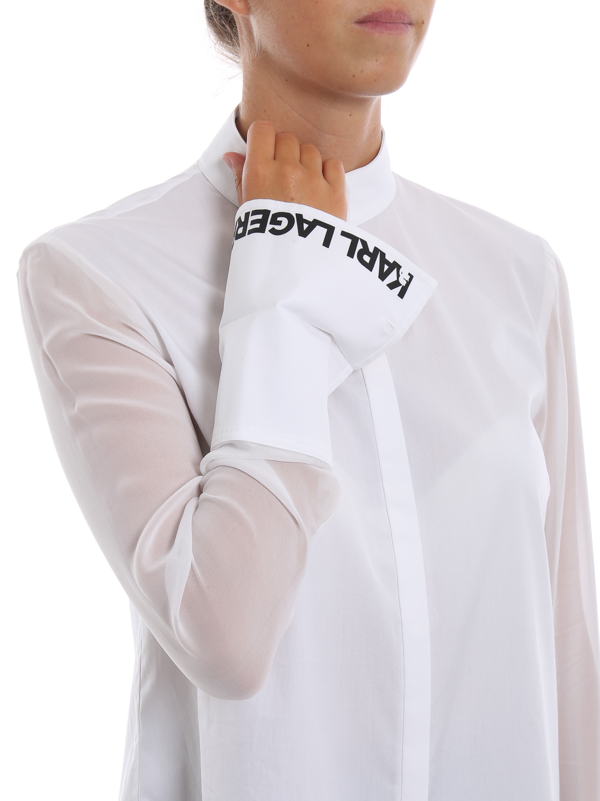 heilig salade exotisch Shirts Karl Lagerfeld - Long poplin and georgette white shirt - 86KW1606100