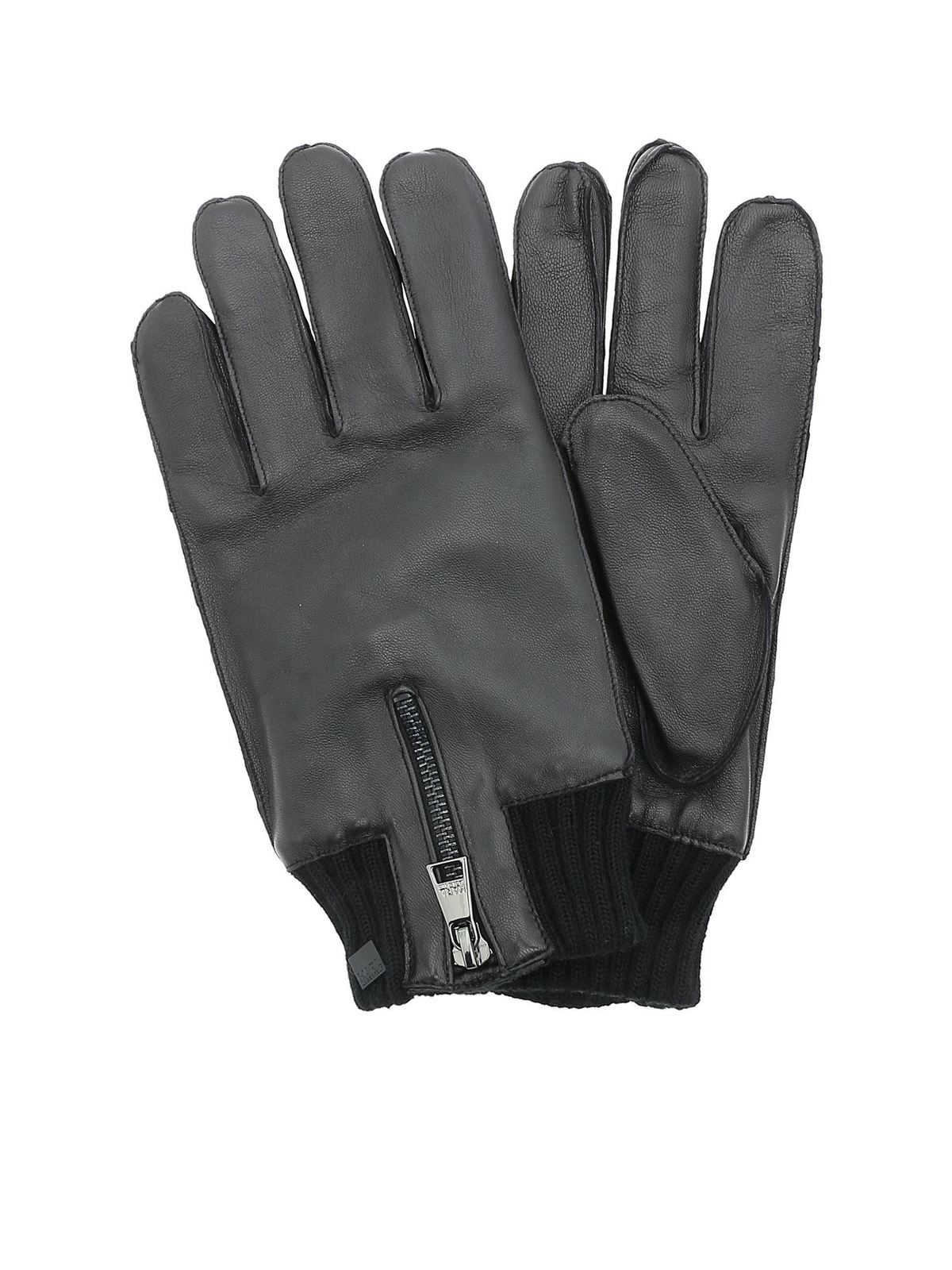 Karl Lagerfeld Zip Gloves In Black