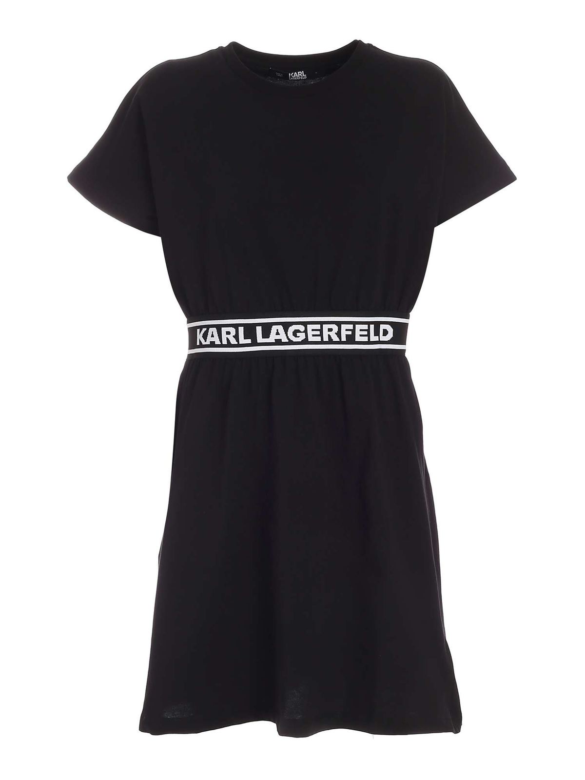 KARL LAGERFELD BRANDED BAND DRESS IN BLACK