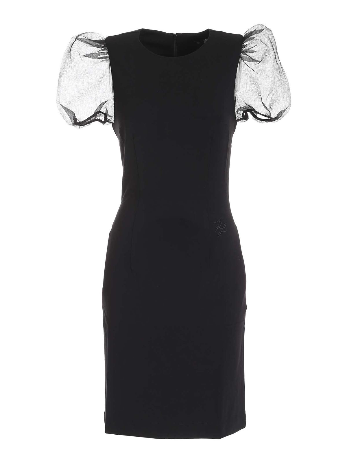 Knee length dresses Karl Lagerfeld - Organza sleeves dress in black ...