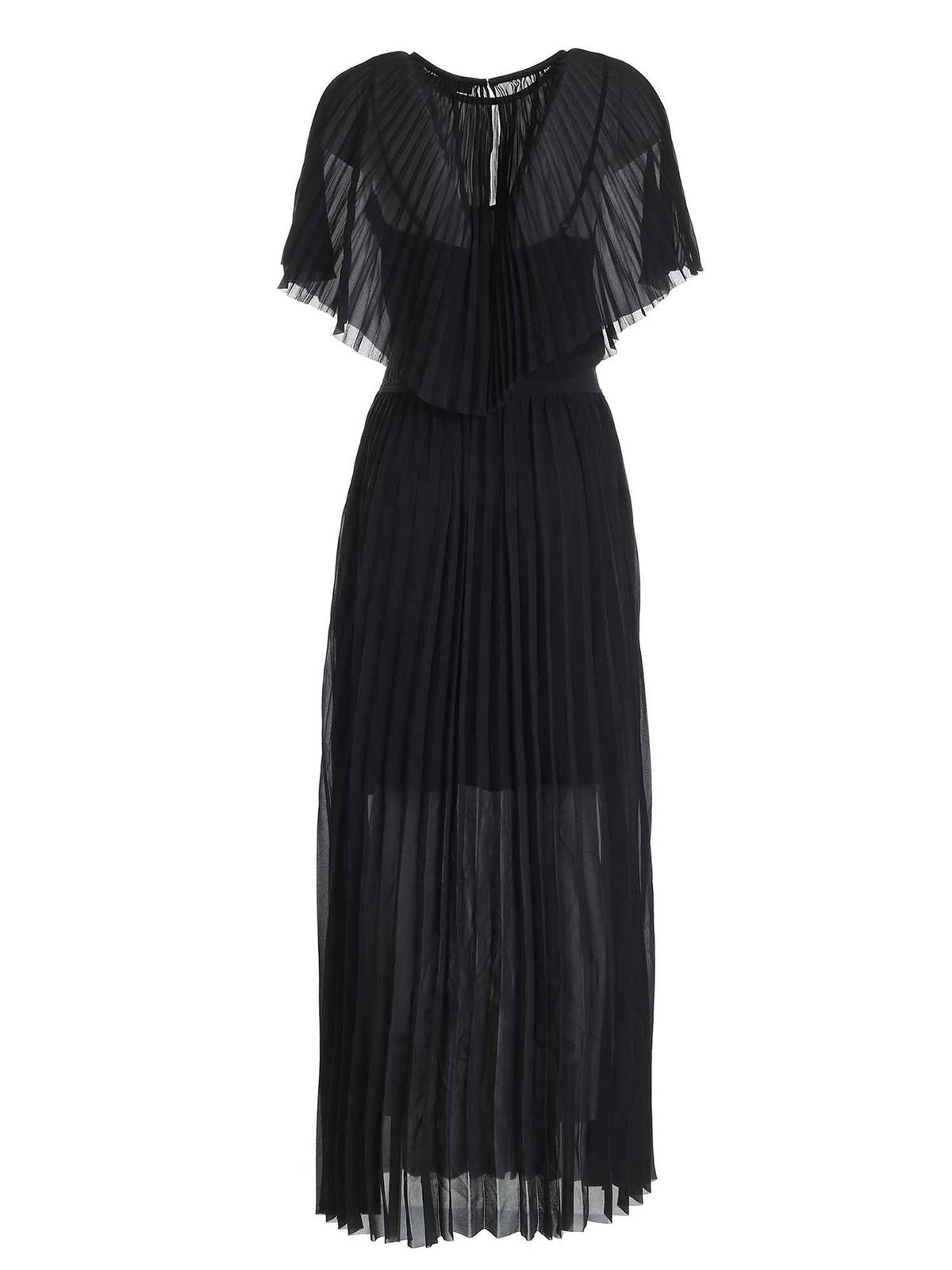 Maxi dresses Karl Lagerfeld - Black pleated dress featuring logo detail ...