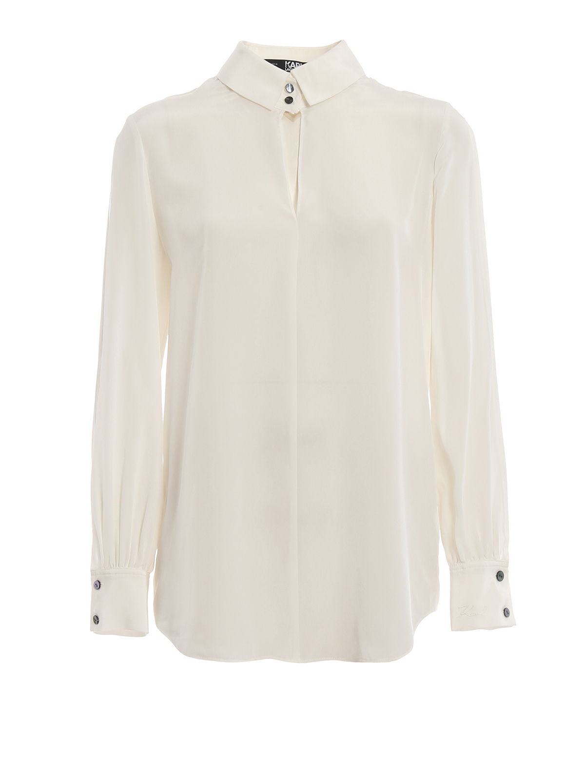 Shirts Karl Lagerfeld - Keyhole white silk shirt - 91KW1607 | iKRIX.com
