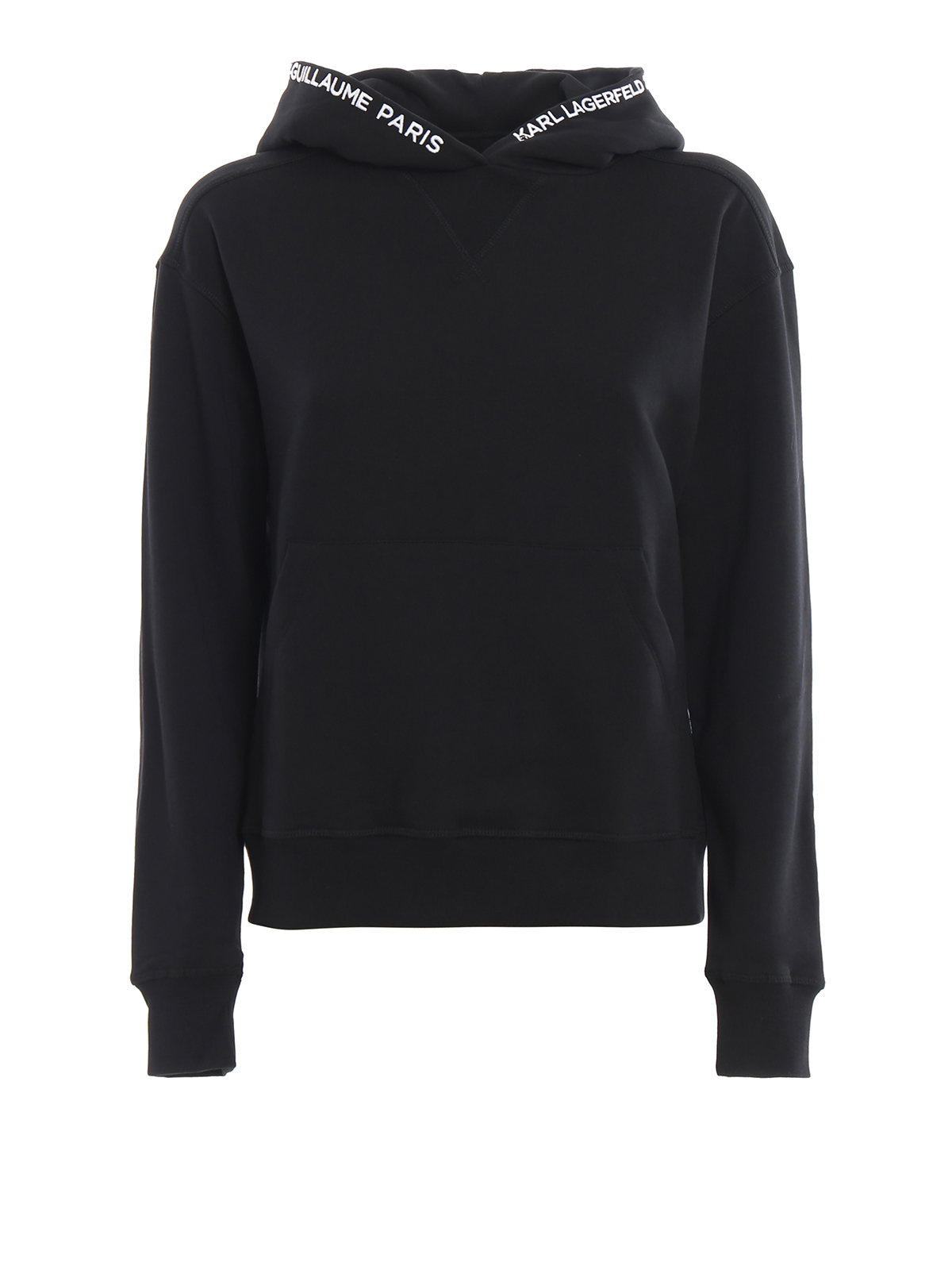 Karl Lagerfeld - Logo embroidery black hoodie - Sweatshirts & Sweaters ...