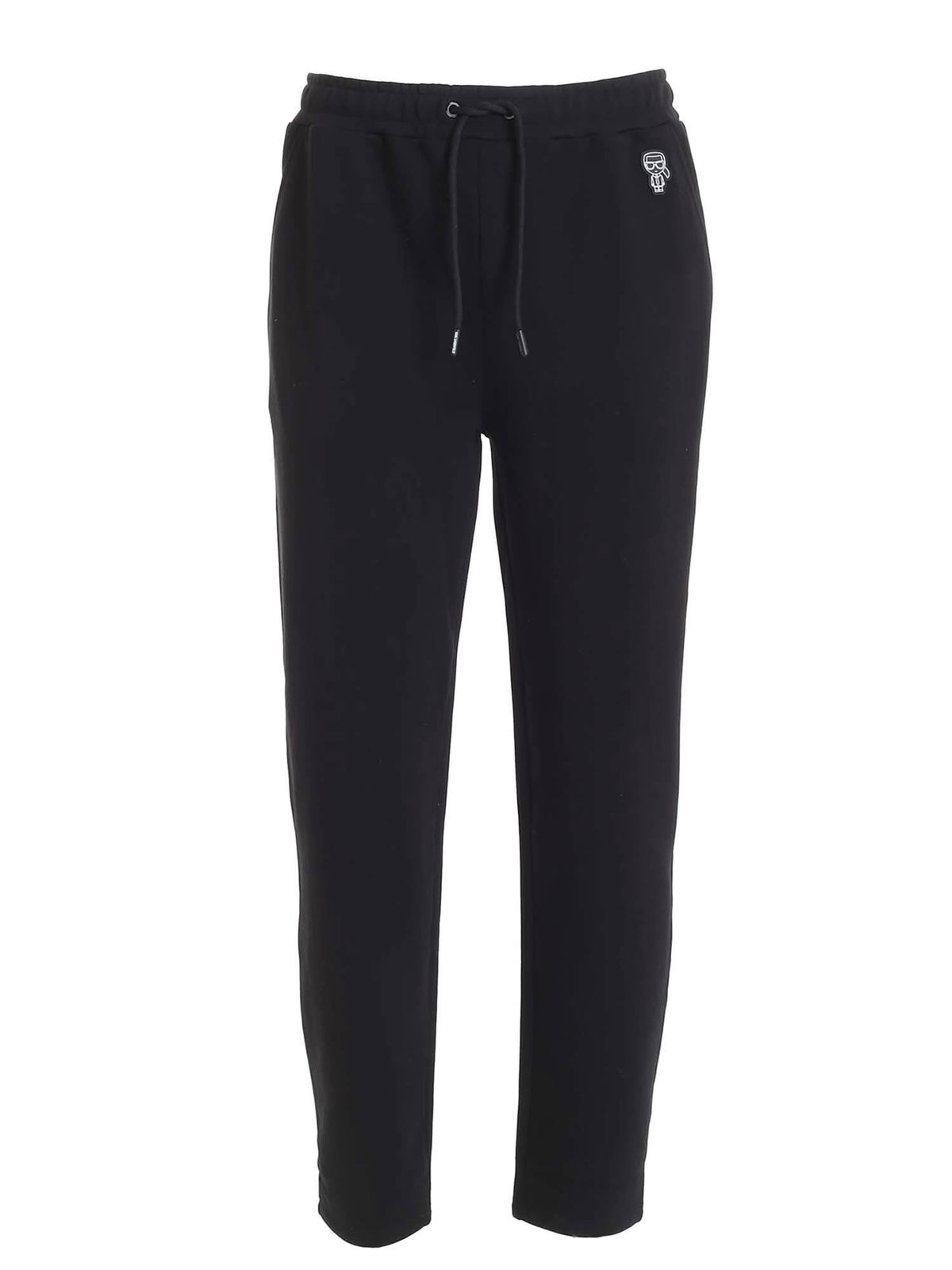 Tracksuit bottoms Karl Lagerfeld - Logo patch trackpants in black ...