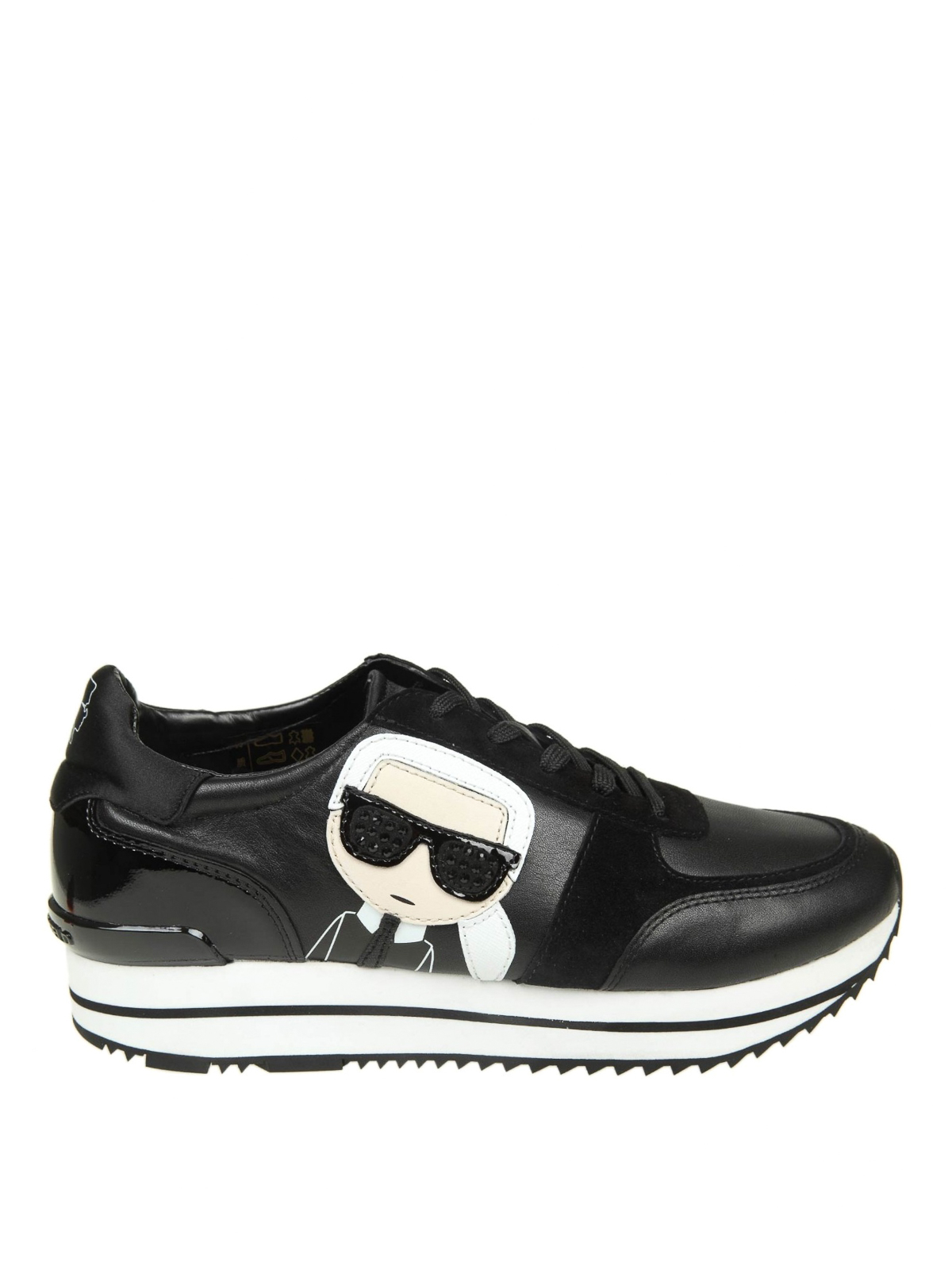 Trainers Karl Lagerfeld - Karl patch detail leather and suede sneakers - KL61930BLACK