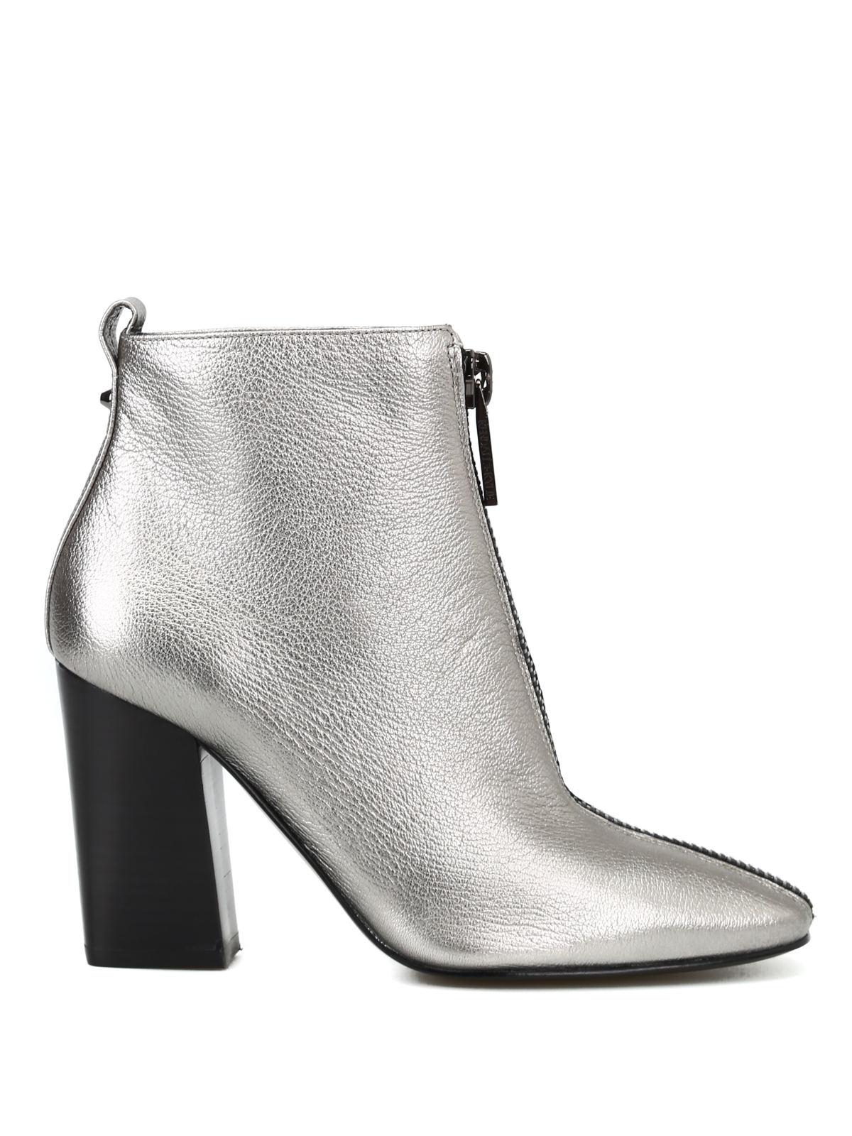 silver leather booties