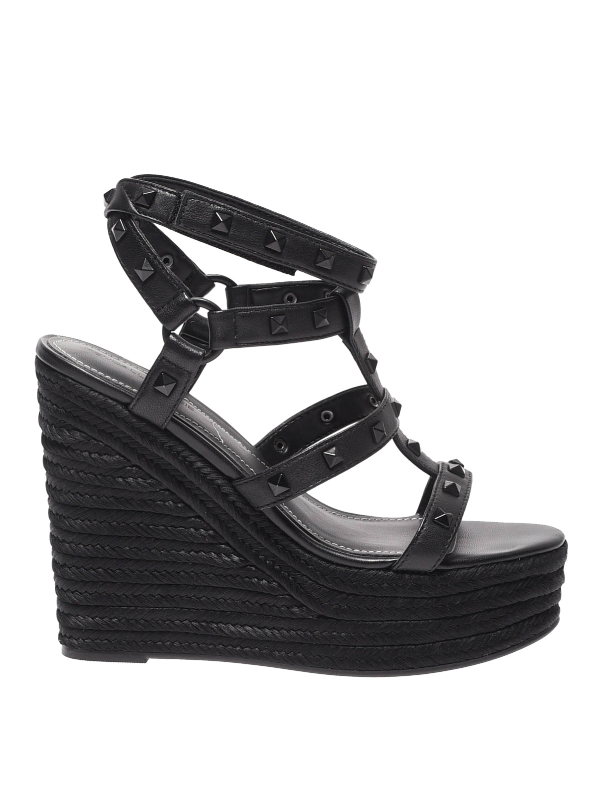 Sandals Kendall + Kylie - Black leather wedge sandals - KKGIVE01