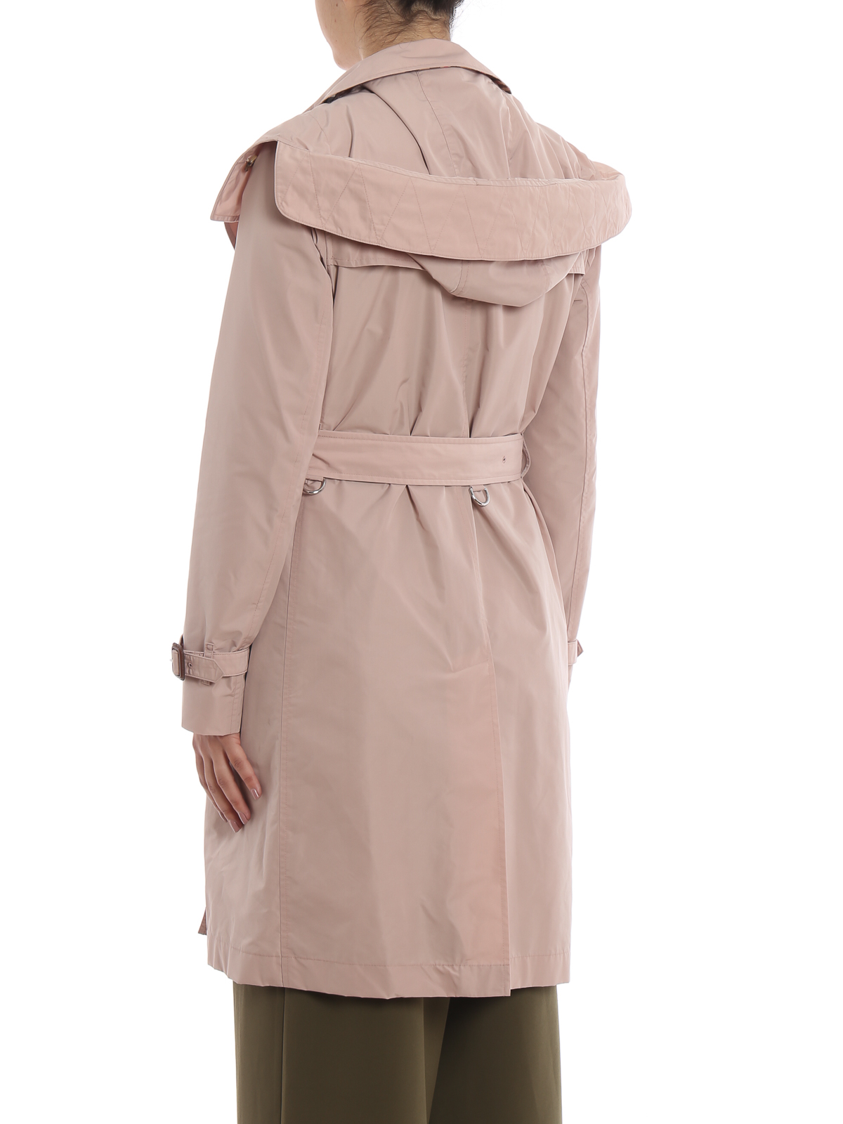 detachable hood taffeta trench coat
